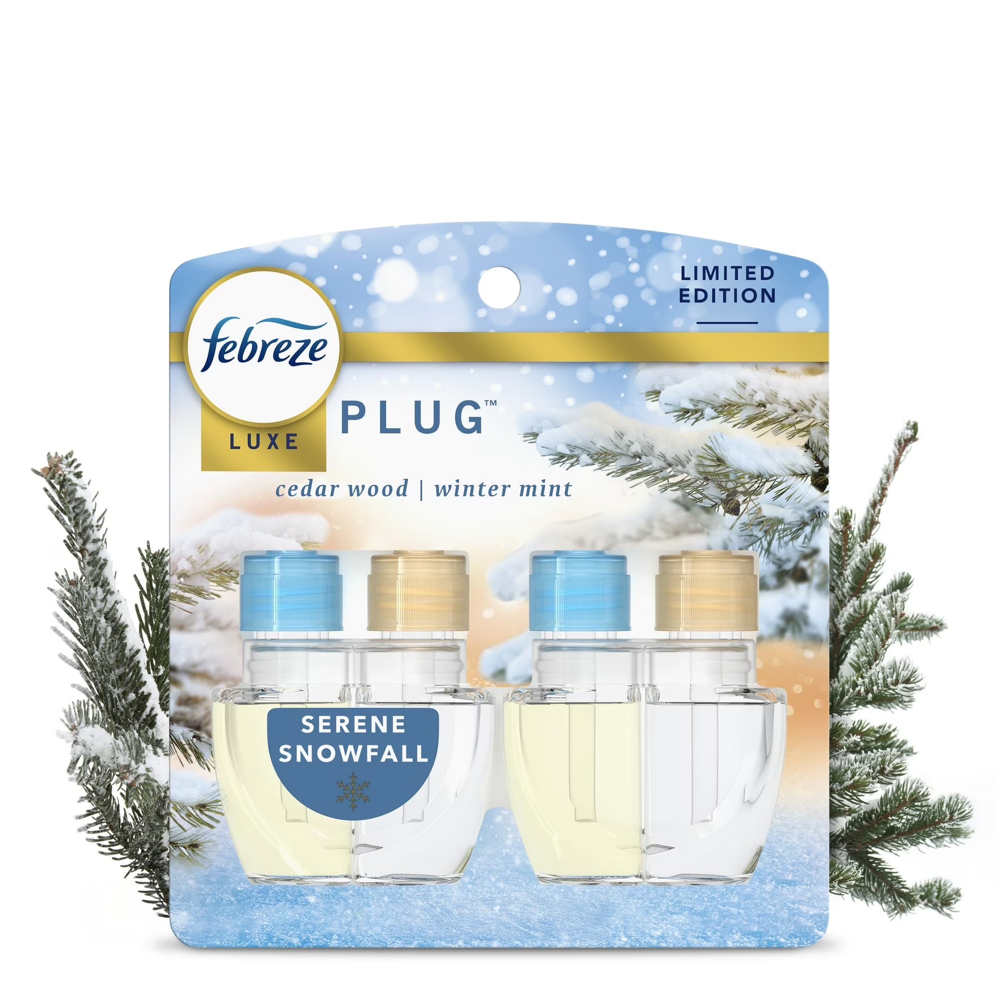 Febreze Plug Refill Odor-Fighting Air Freshener Serene Snowfall Scent, 2 Count,