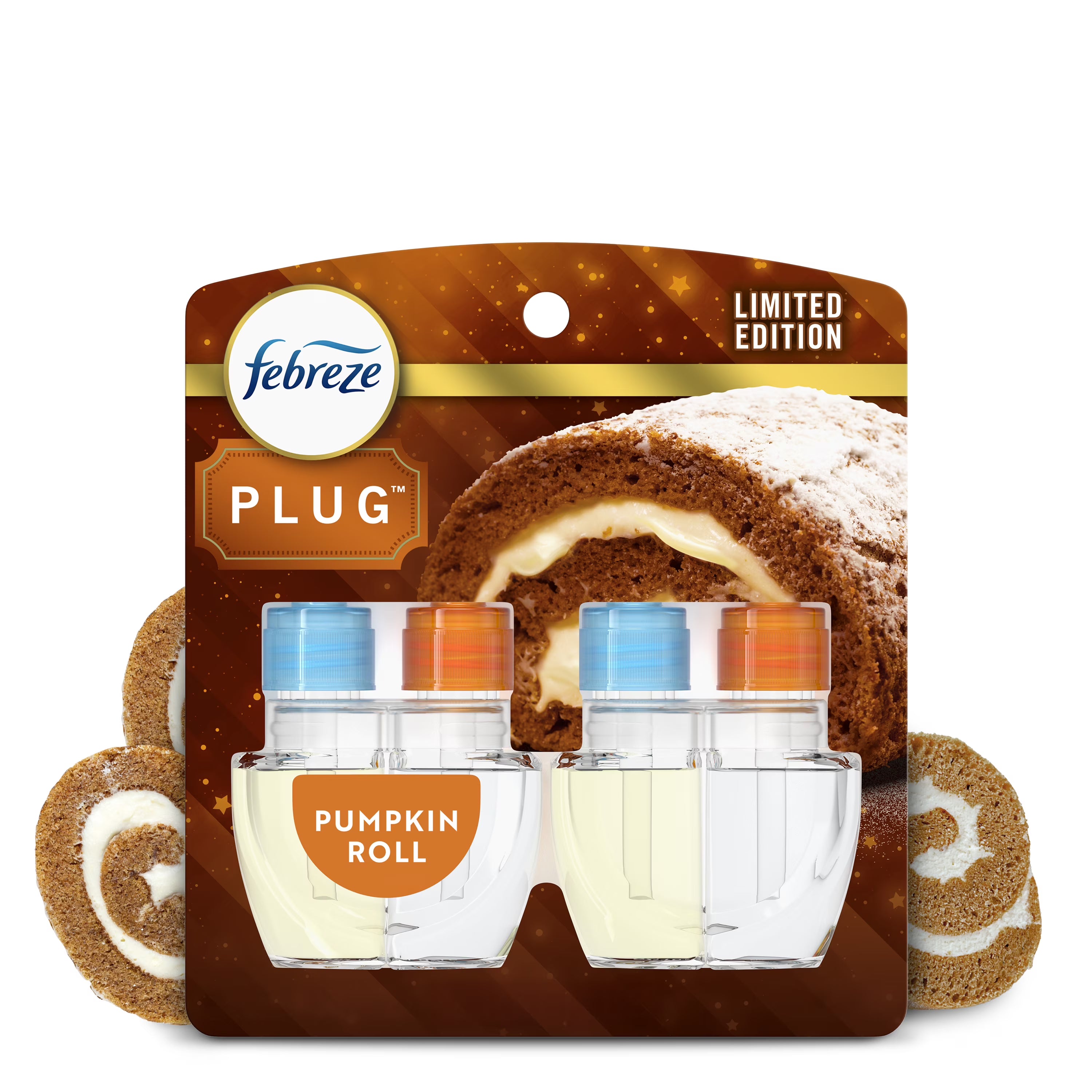 Febreze Plug In Air Freshener, Odor-Fighting Scented Oil Refill, Pumpkin Roll,