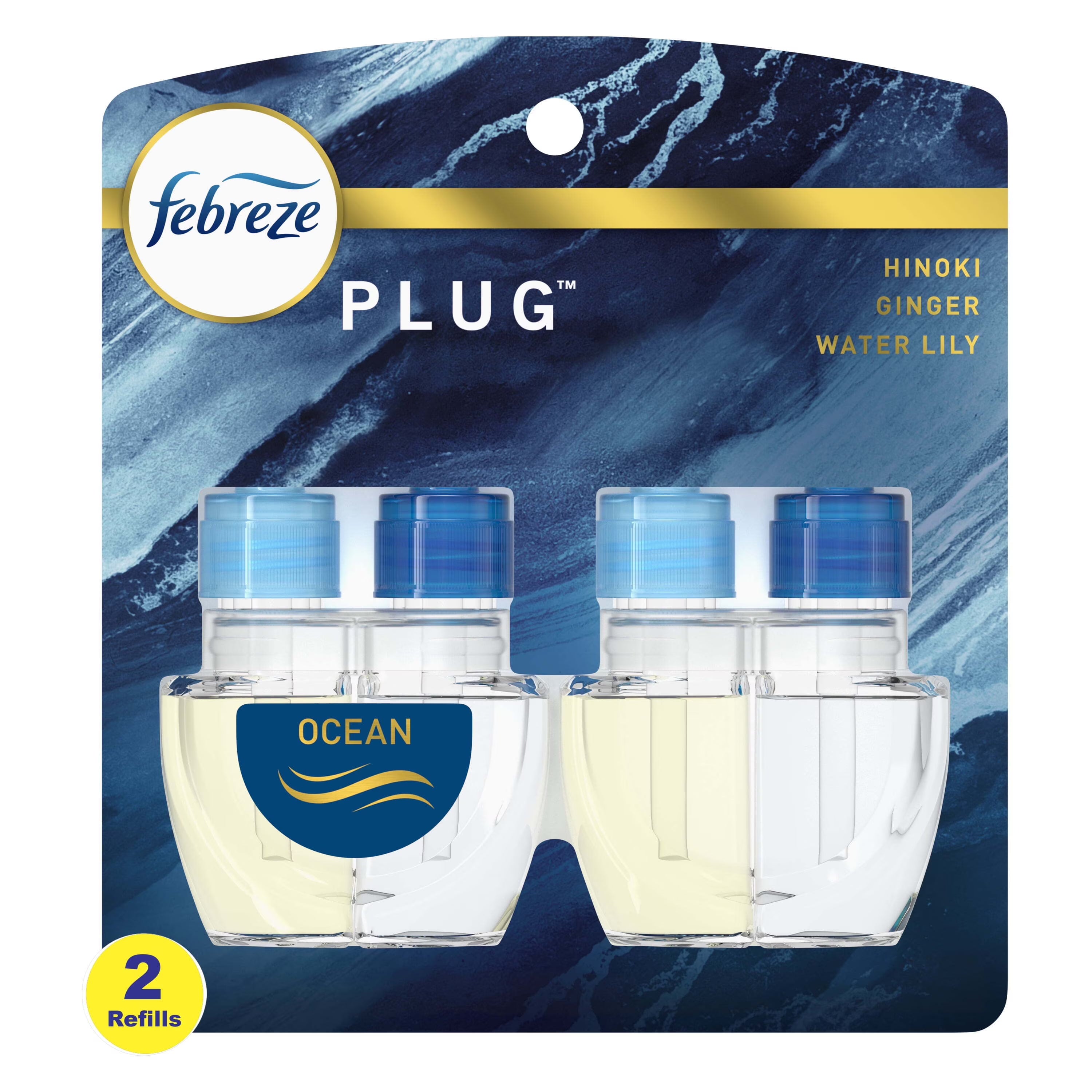 Febreze Plug In Air Freshener, Odor-Fighting Scented Oil Refill, Ocean, 2