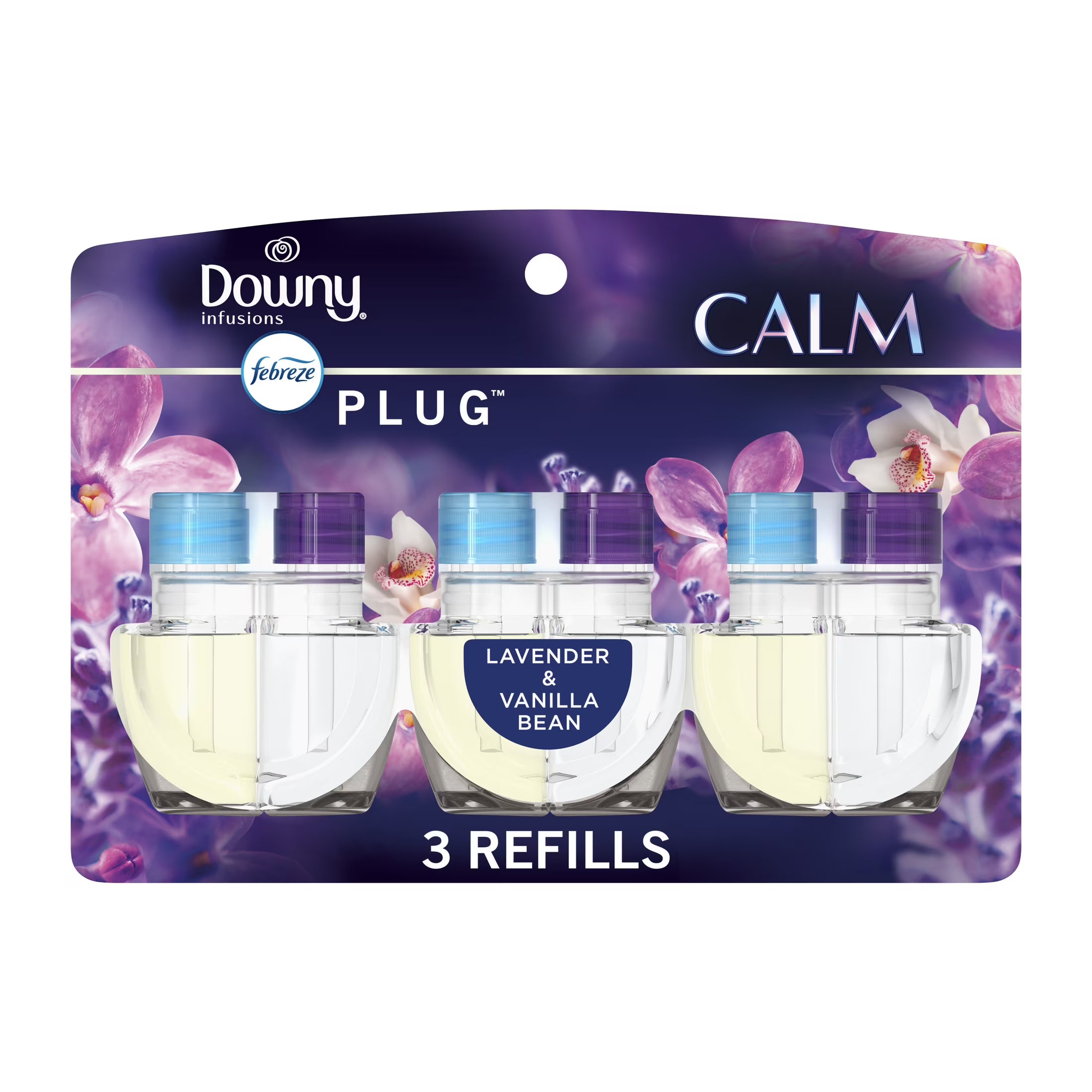 Febreze Plug In Air Freshener, Odor-Fighting Scented Oil Refill, Downy Calm, 3