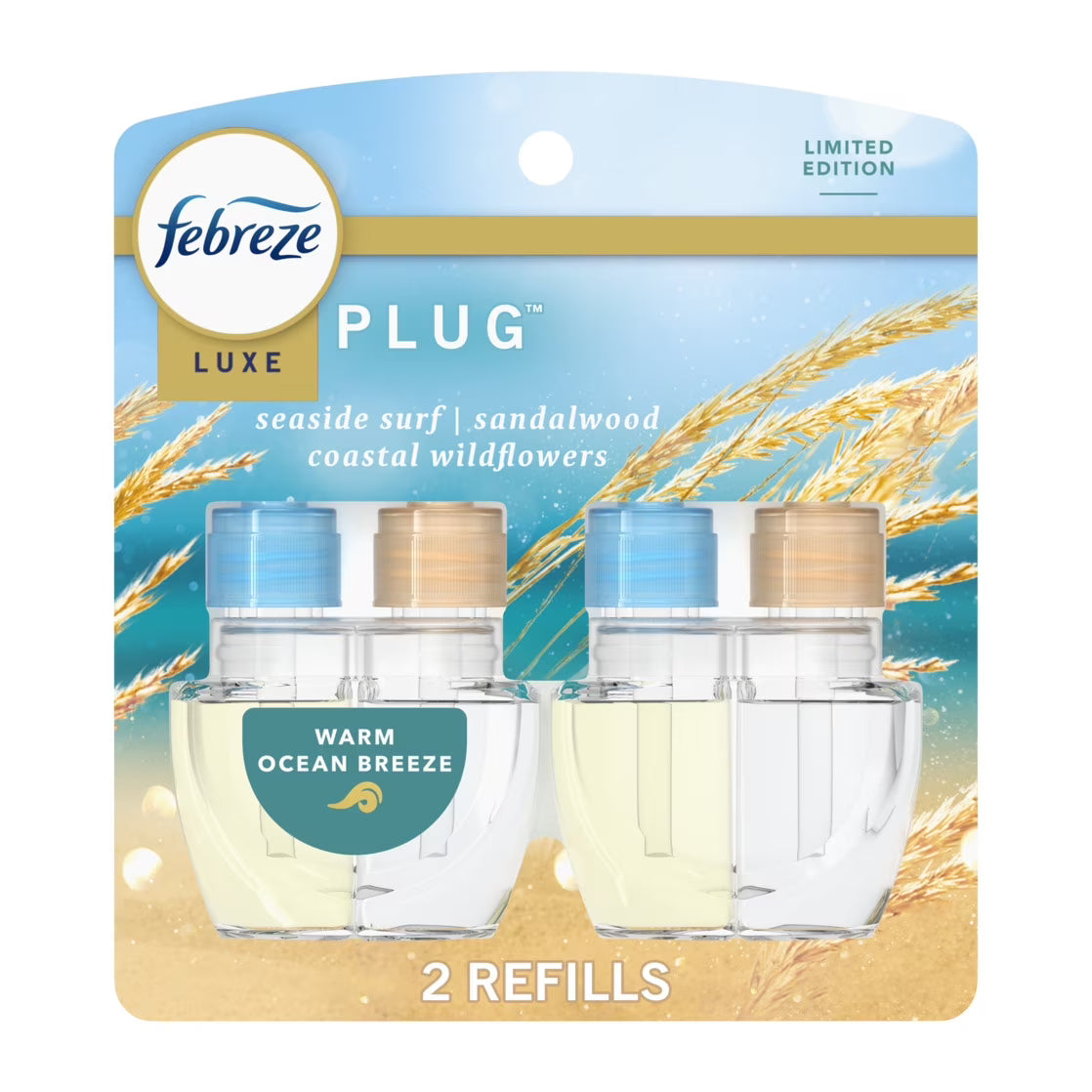 Febreze Plug In Air Freshener, Odor-Fighting Oil Refill, Warm Ocean Breeze, 2