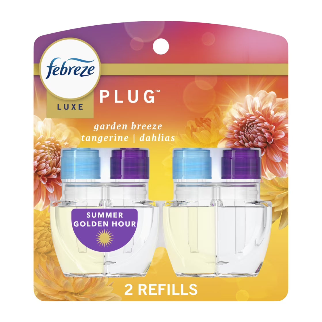 Febreze Plug In Air Freshener, Odor-Fighting Oil Refill, Summer Golden Hour, 2