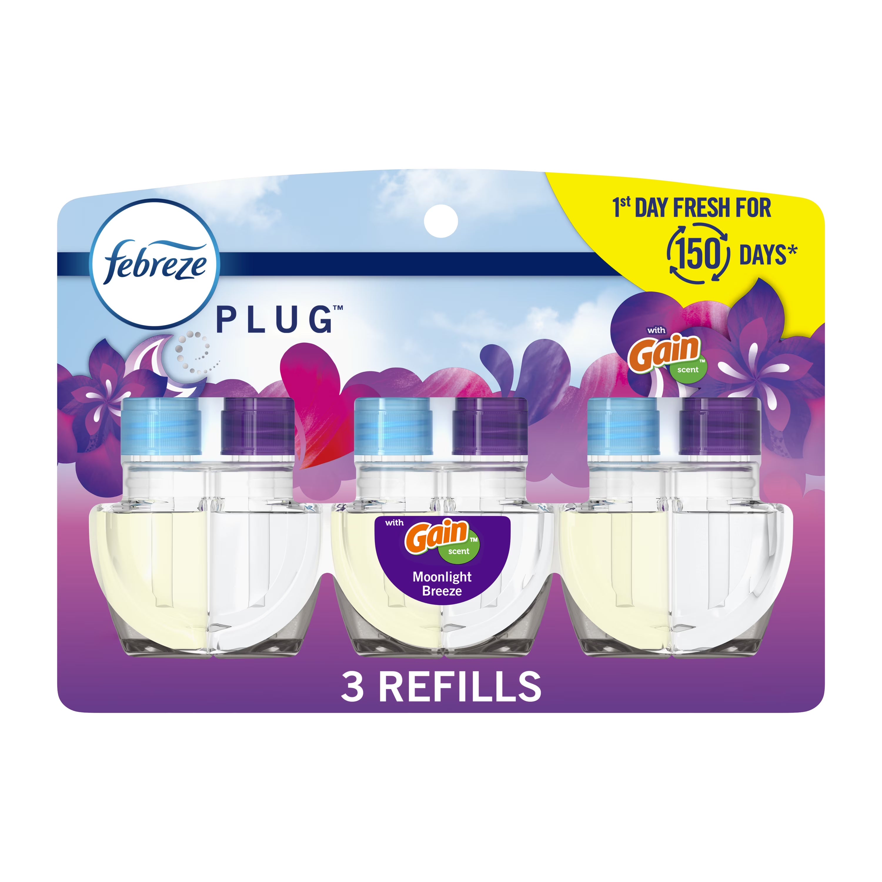 Febreze Plug In Air Freshener, Odor-Fighting Scented Oil Refill, Gain Moonlight