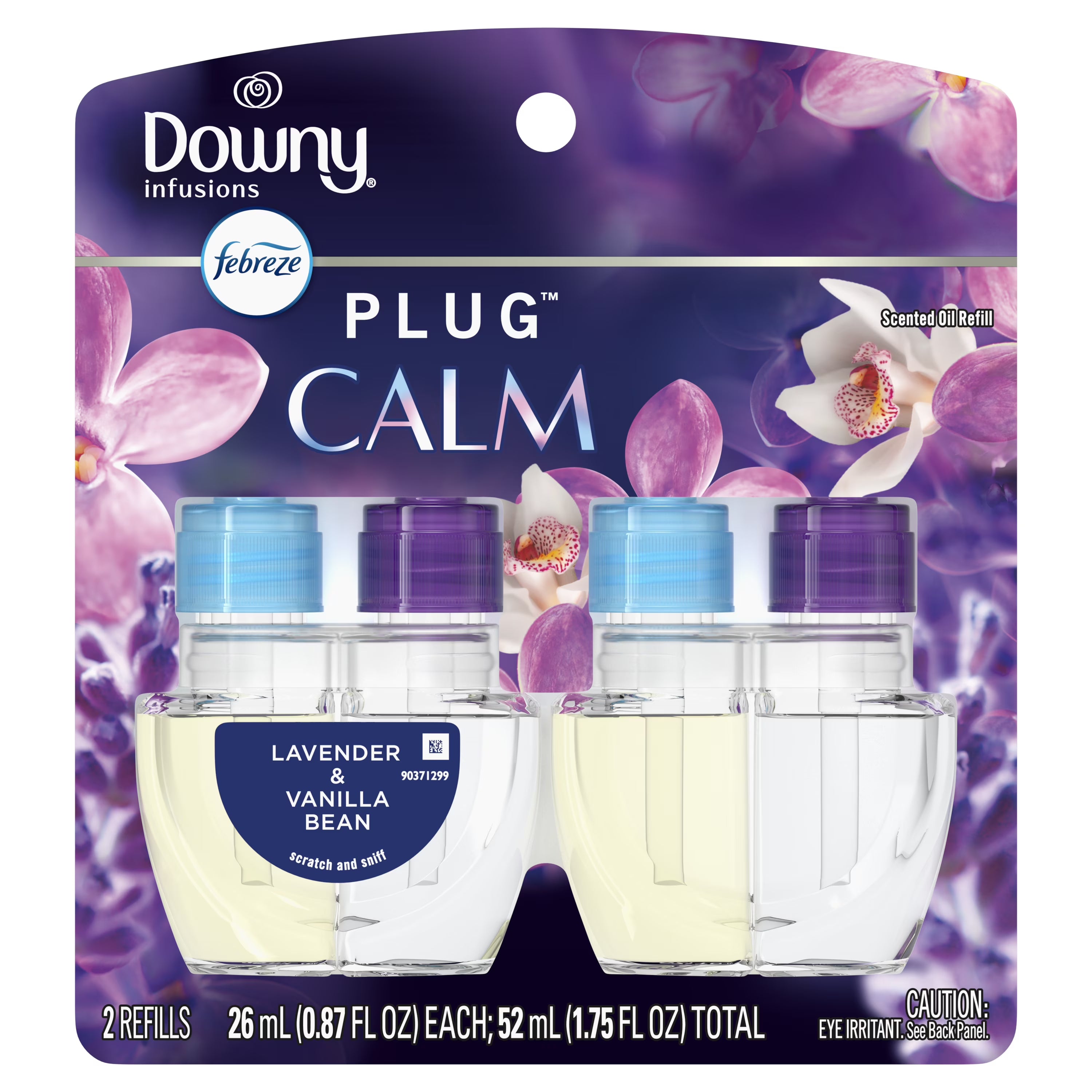 Febreze Plug In Air Freshener, Odor-Fighting Scented Oil Refill, Downy Calm, 2