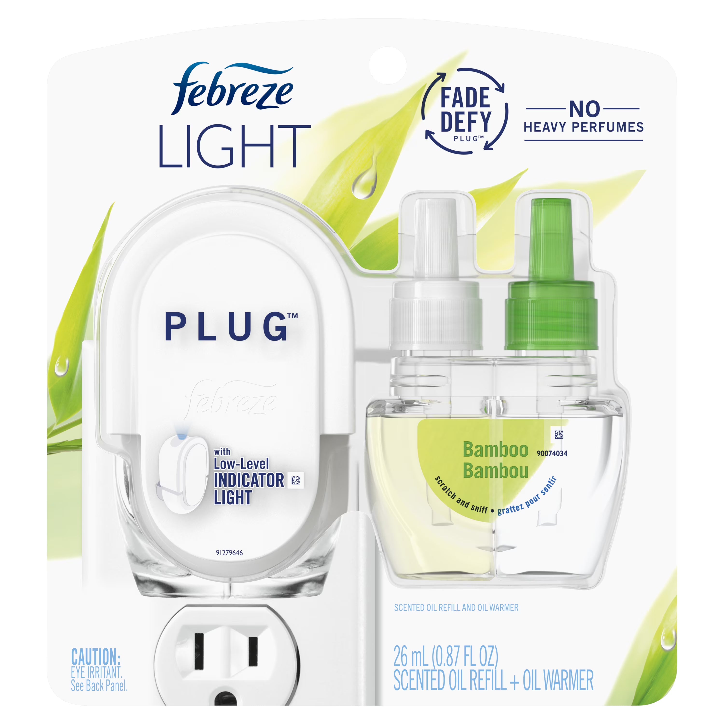 Febreze Light Plug In Air Freshener, Scented Oil Starter Kit, Bamboo, Starter