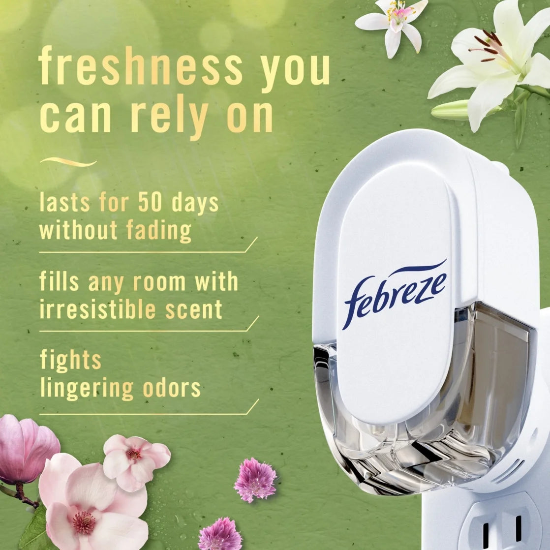 Febreze Plug In Air Freshener Scented Oil Refill Premium Spring Mix, 3 Count - View 2