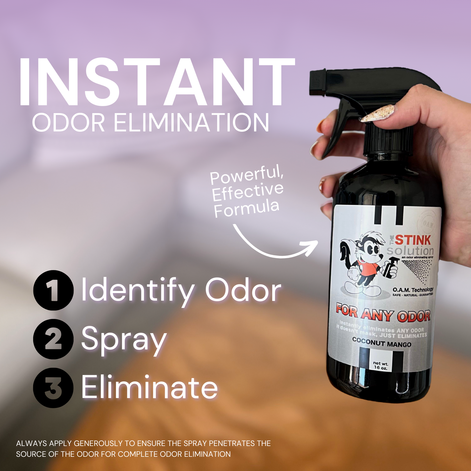 The Stink Solution For Any Odor Eliminator Spray, Tranquility, 16 oz, 1 Count - View 4