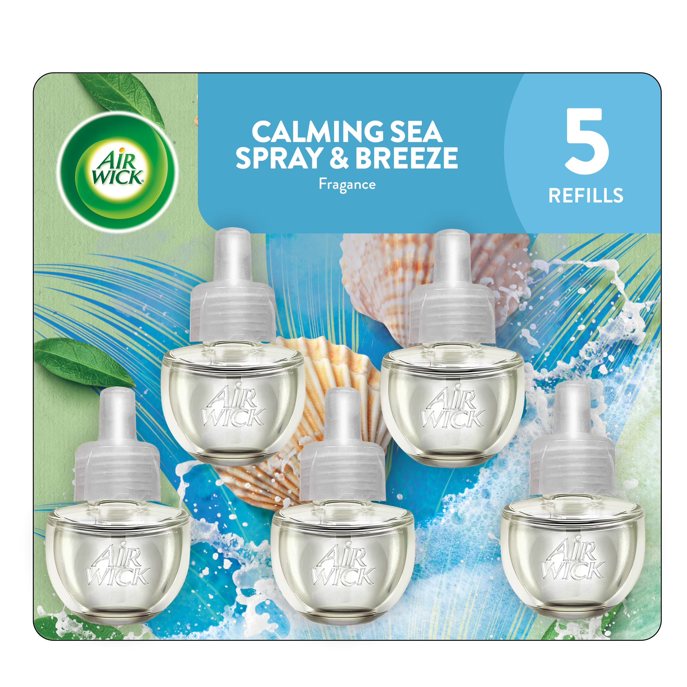 Air Wick Plug-In Scented Oil Air Freshener Warmer Refills, Calming Sea Spray