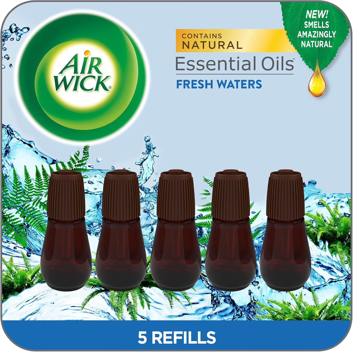 Air Wick Essential Mist Oils Diffuser Air Freshener Refills, Fresh Waters, 5
