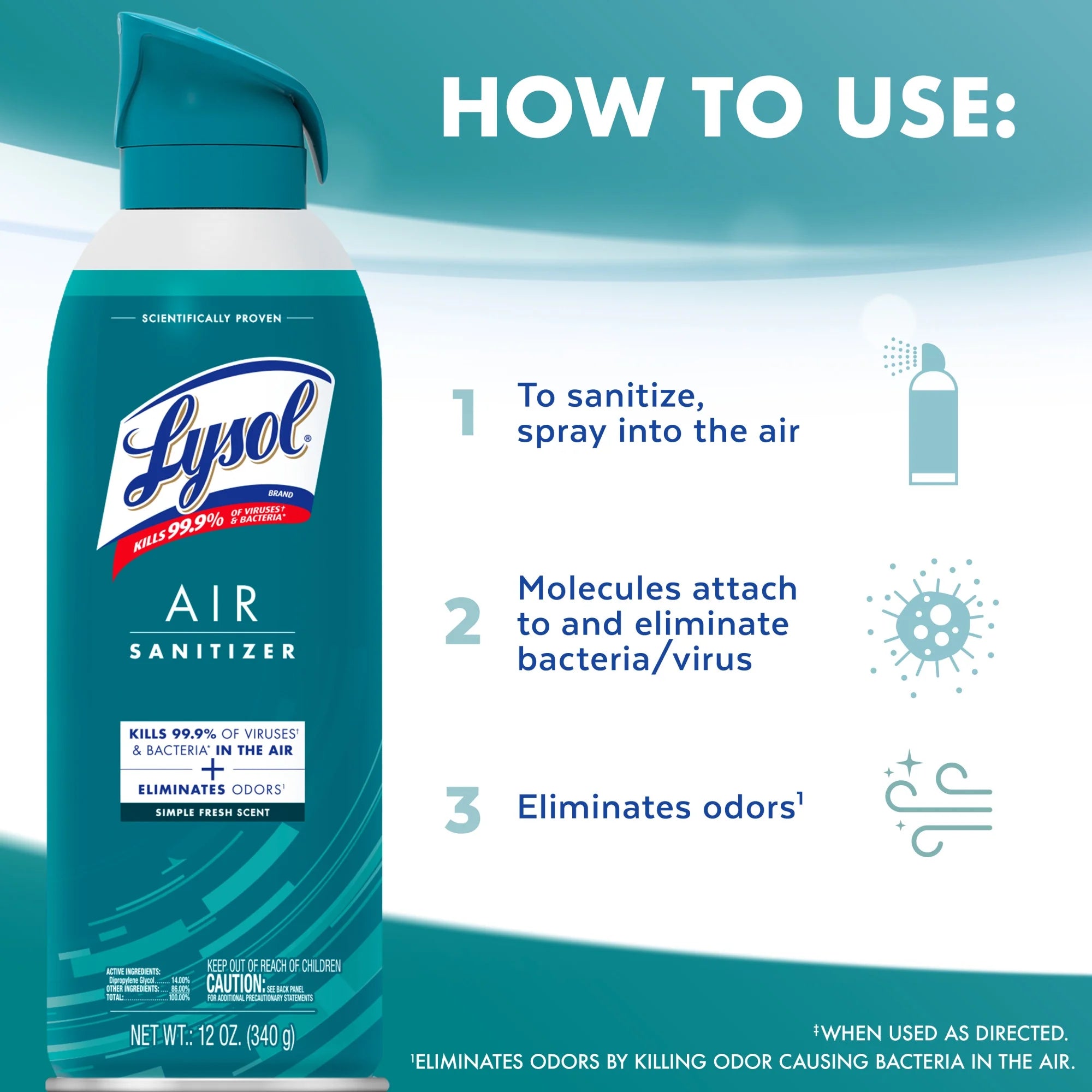 Lysol Air Sanitizer Spray, For Air Sanitization and Odor Elimination, Simple - View 5