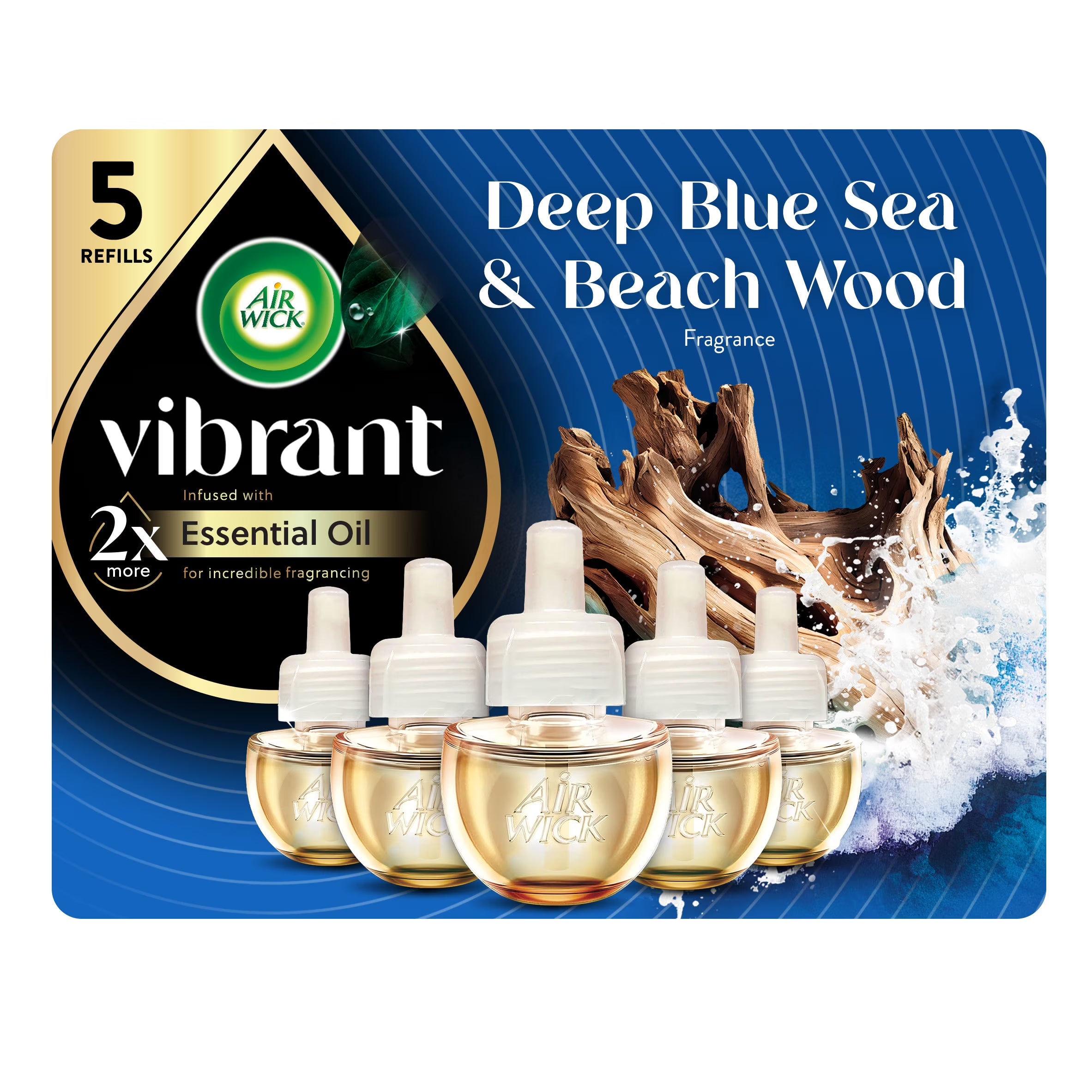 Air Wick Vibrant Plug-In Scented Oil Air Freshener Warmer Refills, Deep Blue