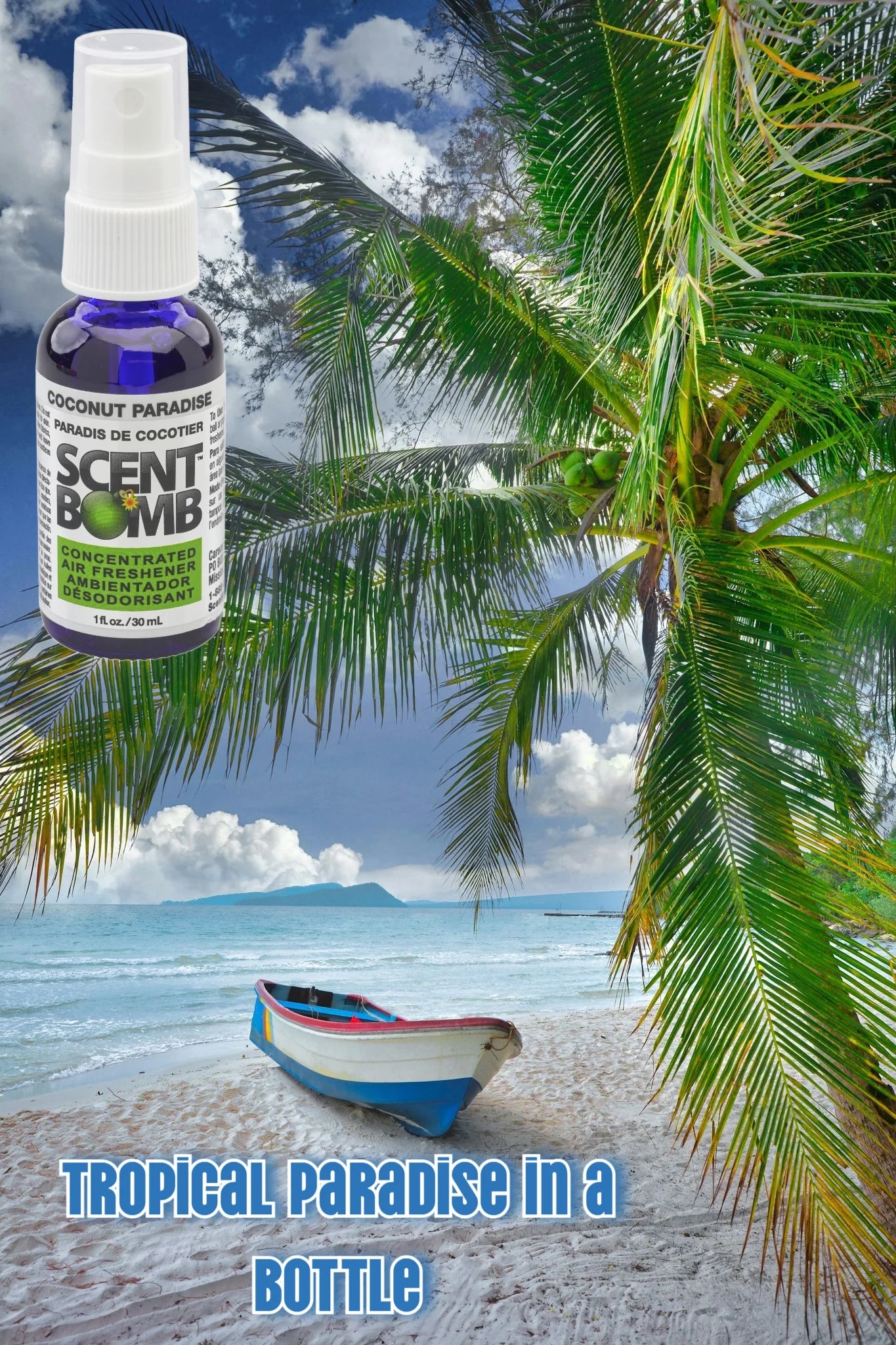 Scent Bomb Coconut Paradise Air Freshener Spray, 1 fl.oz., 4 Count Pack - View 5