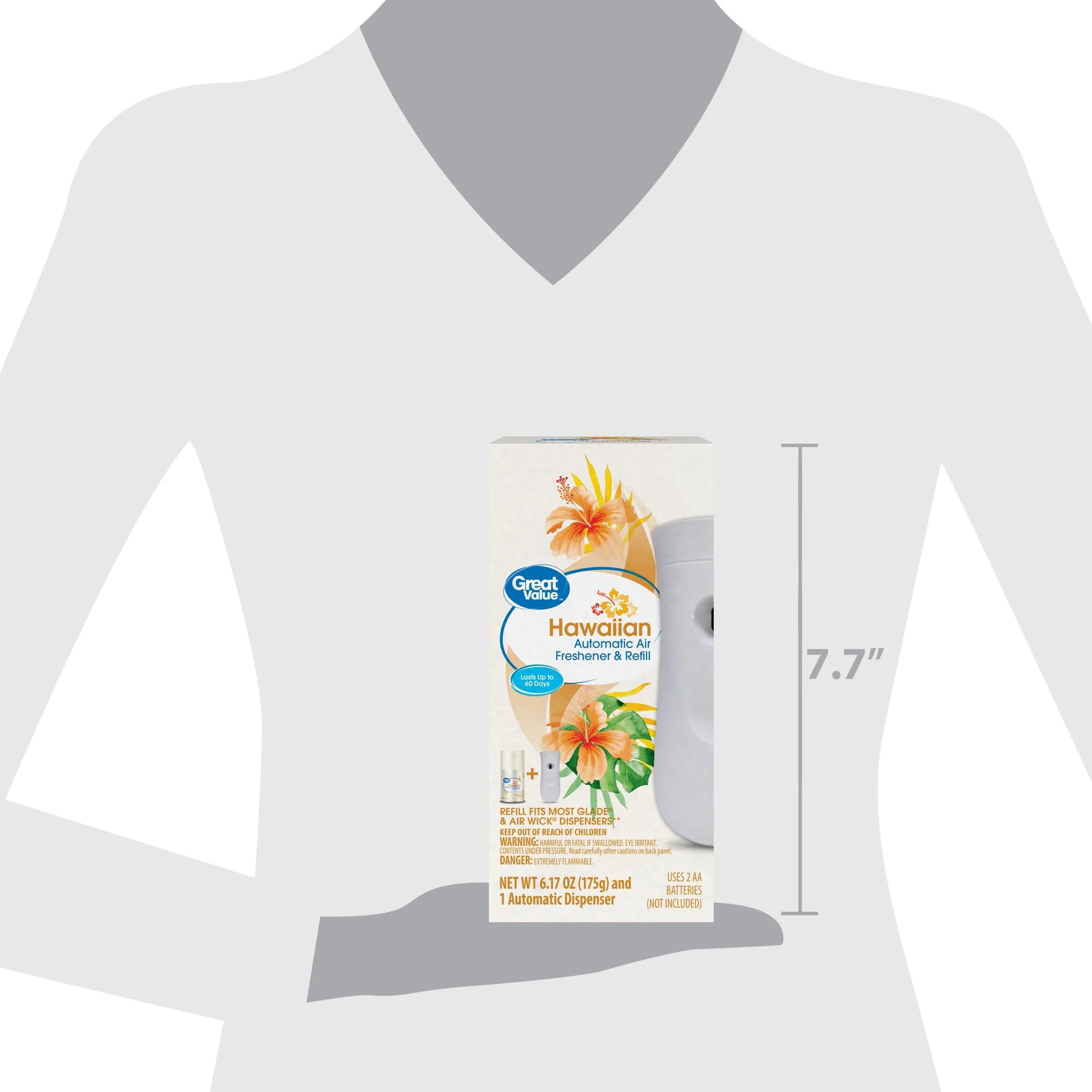 Great Value Automatic Air Freshener Spray Kit with1 Refill Included, Hawaiian, - View 3