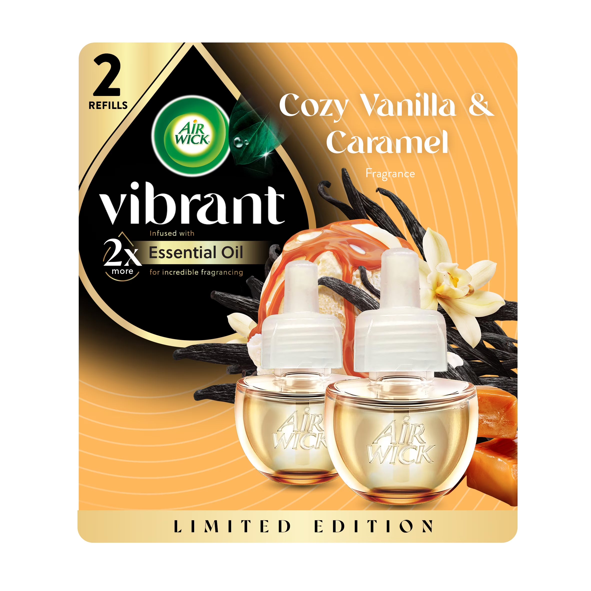 Air Wick Vibrant Plug-In Scented Oil Air Freshener Warmer Refills, Cozy Vanilla