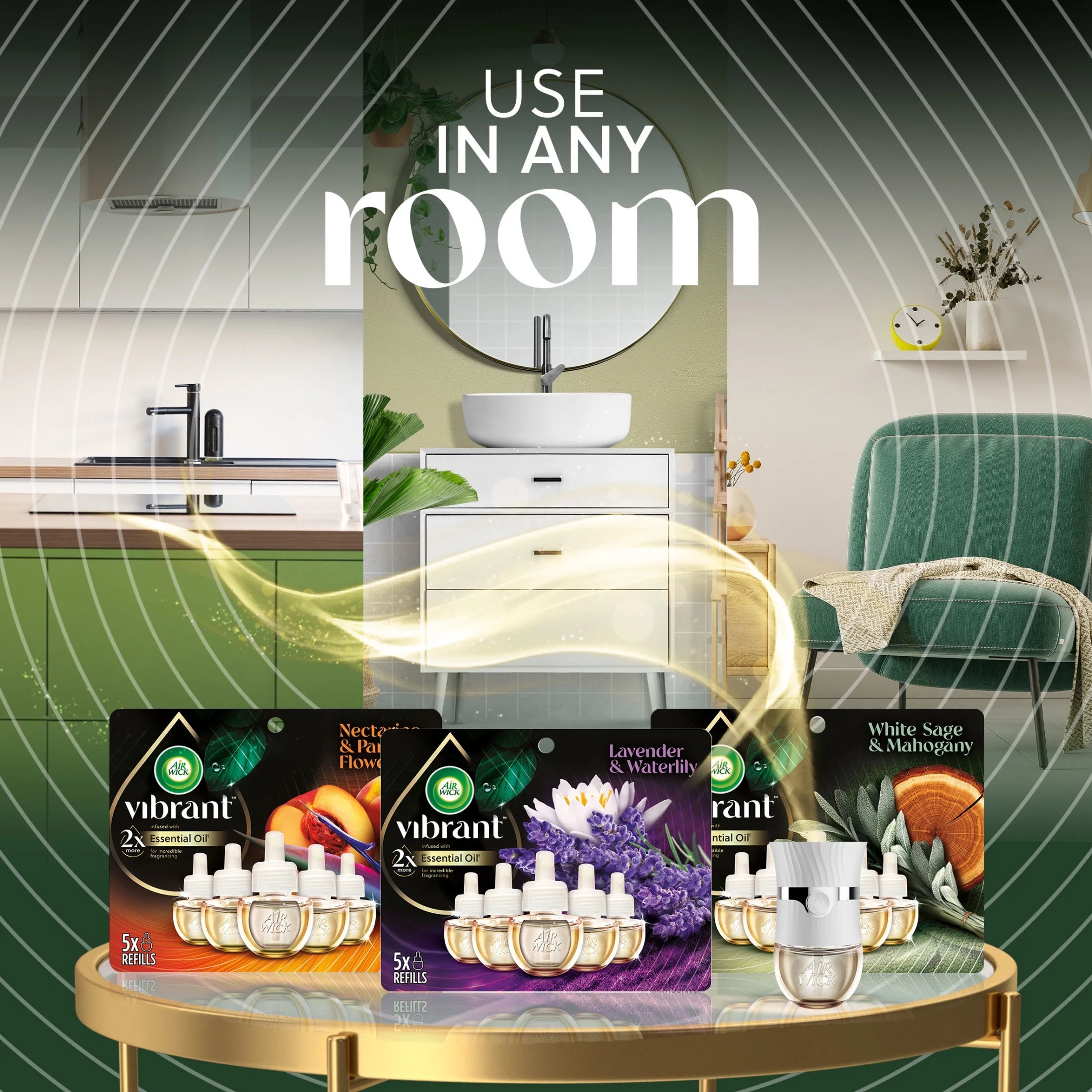 Air Wick Vibrant Plug-In Scented Oil Air Freshener Warmer Refills, White - View 5