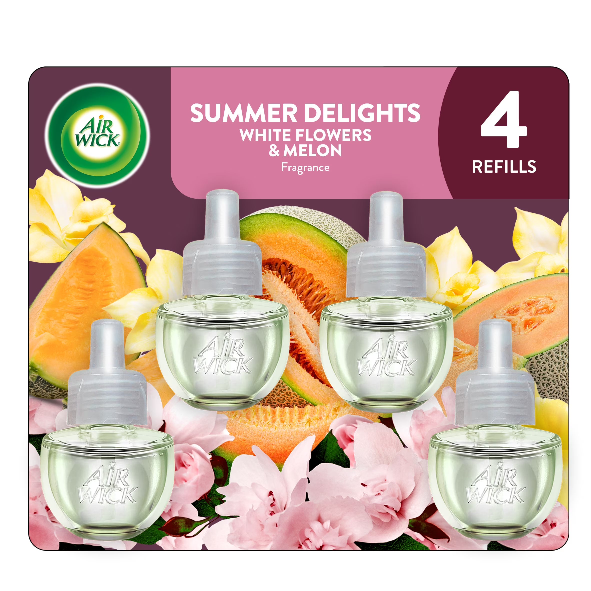 Air Wick Plug-In Scented Oil Air Freshener Warmer Refills, Summer Delights, 4