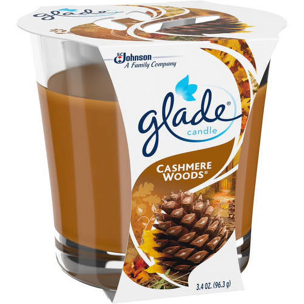 Glade Scented Candle Jar, Cashmere Woods, Fragrance Infused with Essential