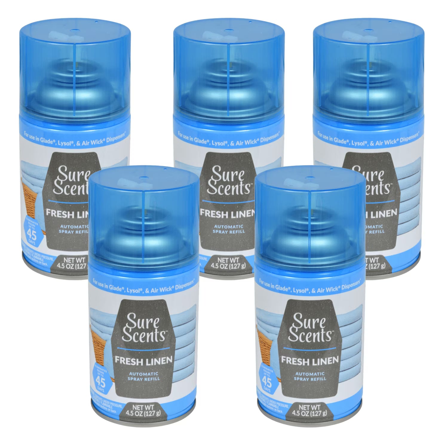 Sure Scents Fresh Linen Automatic Spray Refills, 4.5 oz. Air Freshener, Odor