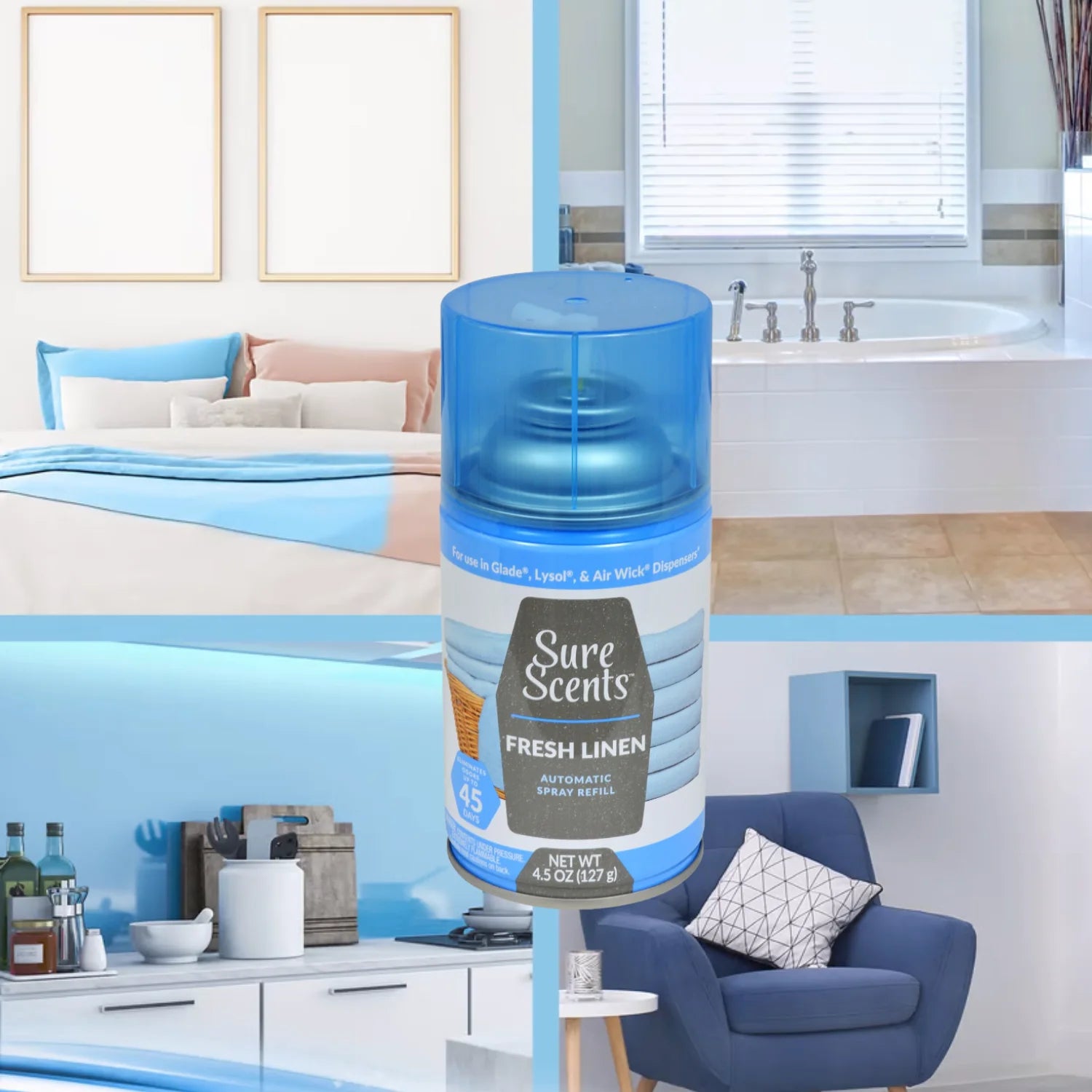 Sure Scents Fresh Linen Automatic Spray Refills, 4.5 oz. Air Freshener, Odor - View 3