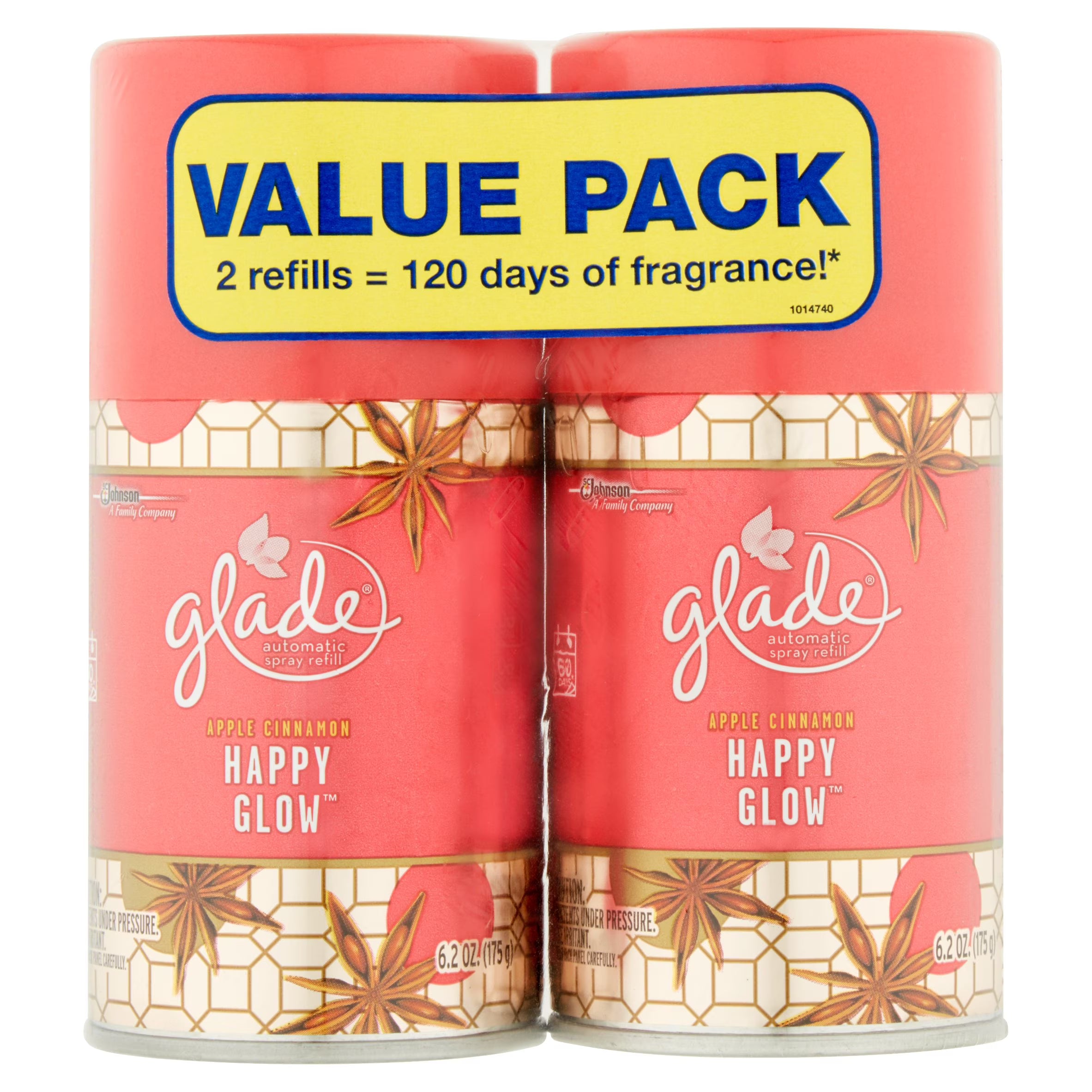SC Johnson Glade Happy Glow Apple Cinnamon Automatic Spray Refill Value Pack,