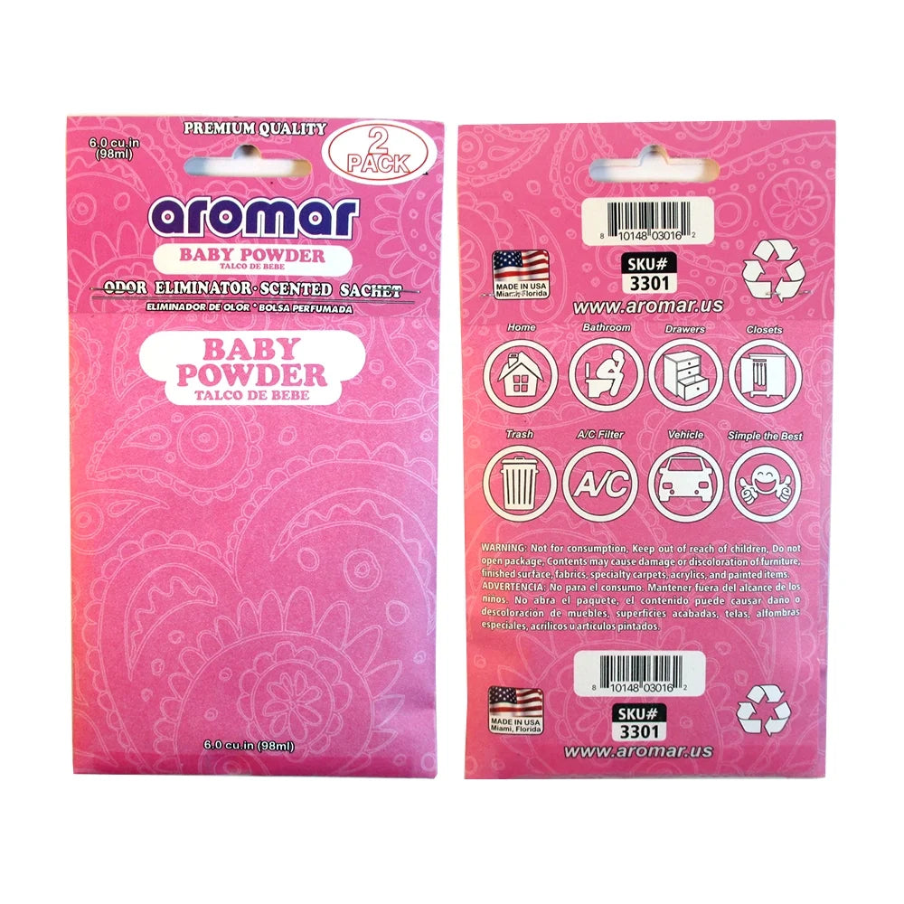 6 Pc Baby Powder Scented Sachet Drawer Bags Large Fresh Scent Air Freshener - View 2