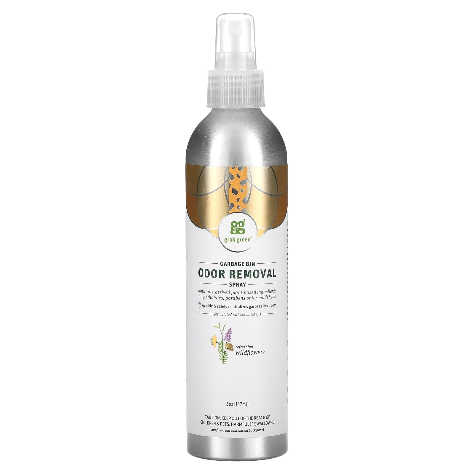Grab Green Garbage Bin Odor Removal Spray, Refreshing Wildflowers, 5 oz (147 ml) - View 4