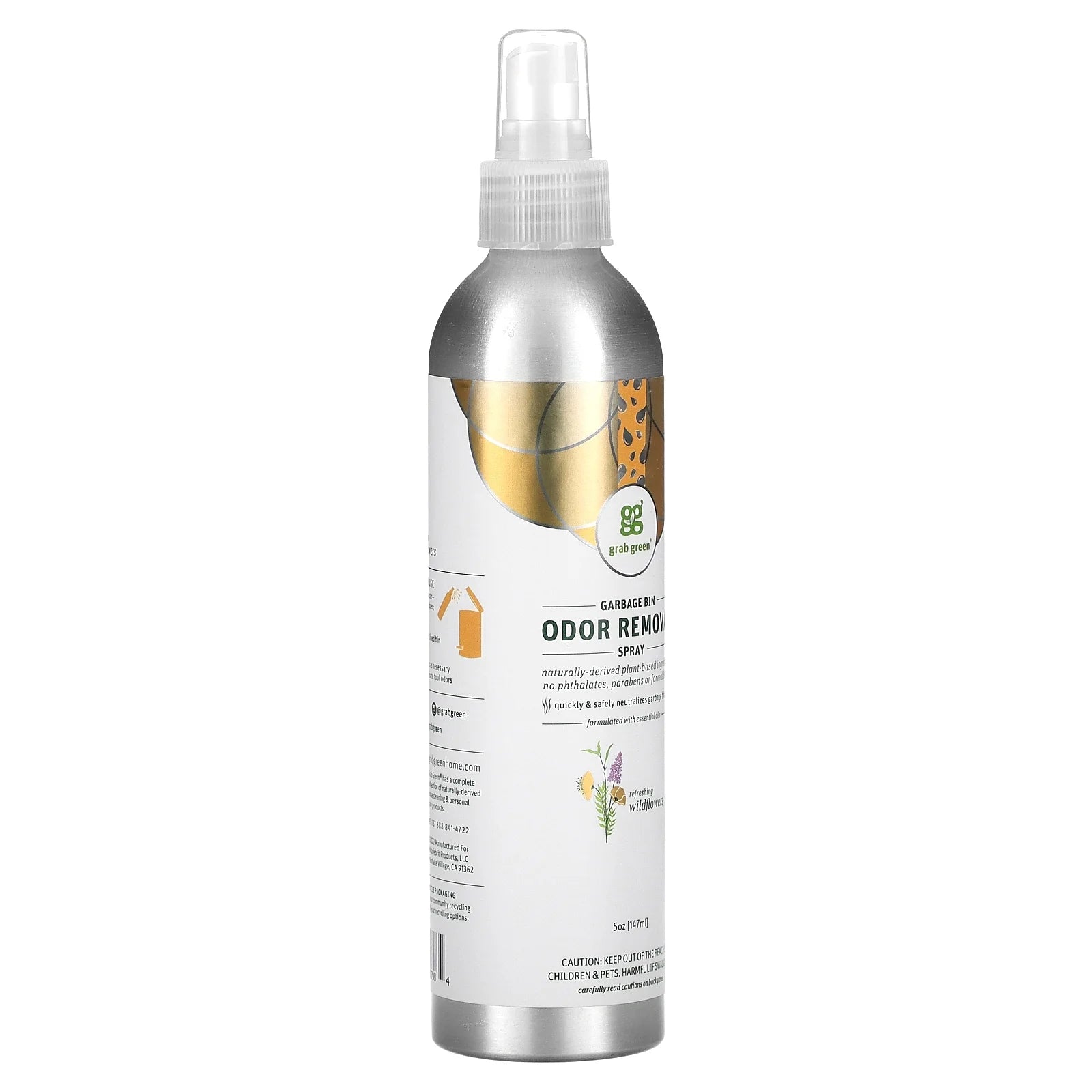Grab Green Garbage Bin Odor Removal Spray, Refreshing Wildflowers, 5 oz (147 ml) - View 5