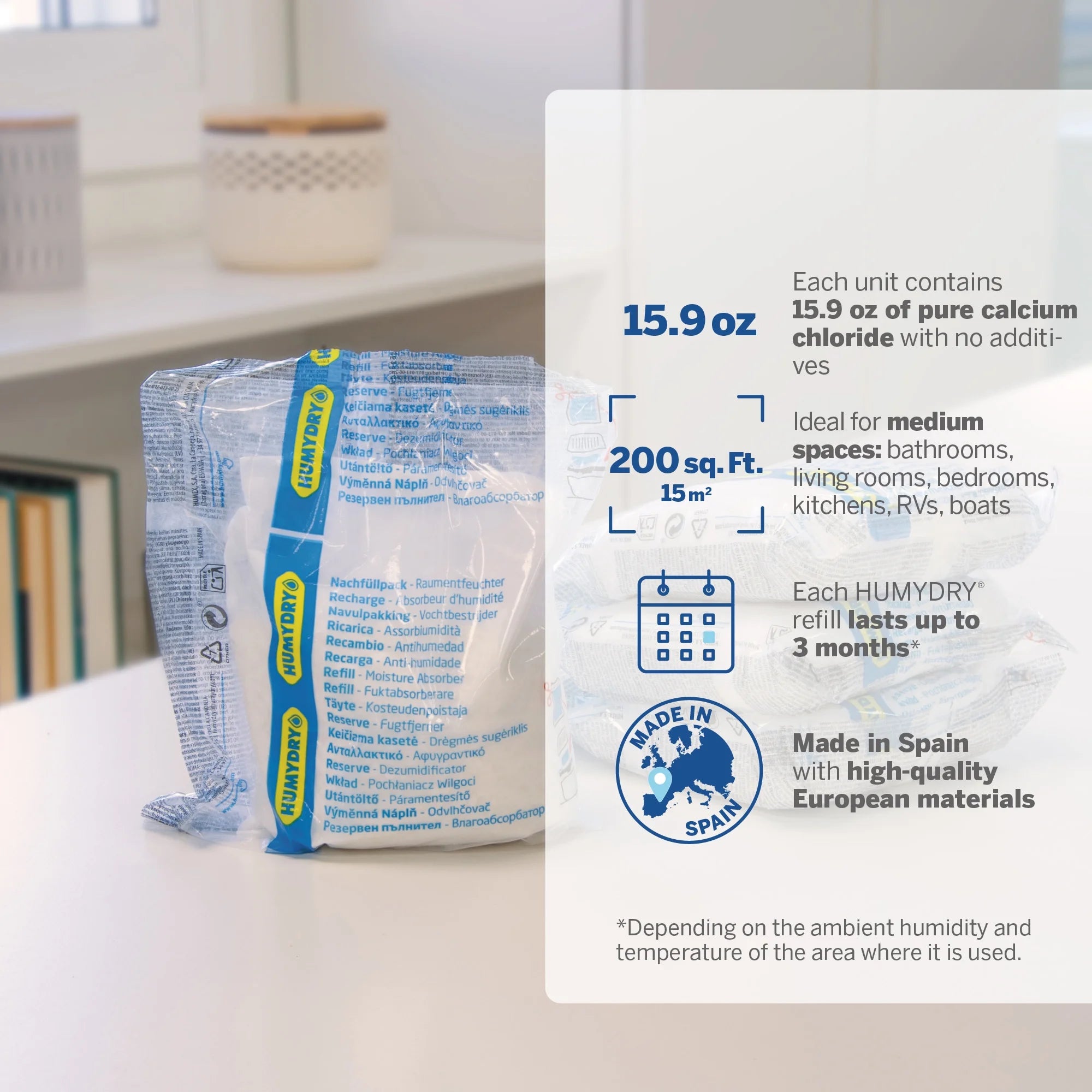HUMYDRY Moisture Absorber Refills for 15.9 Oz Dehumidifier Device, Pack of 4 - View 3