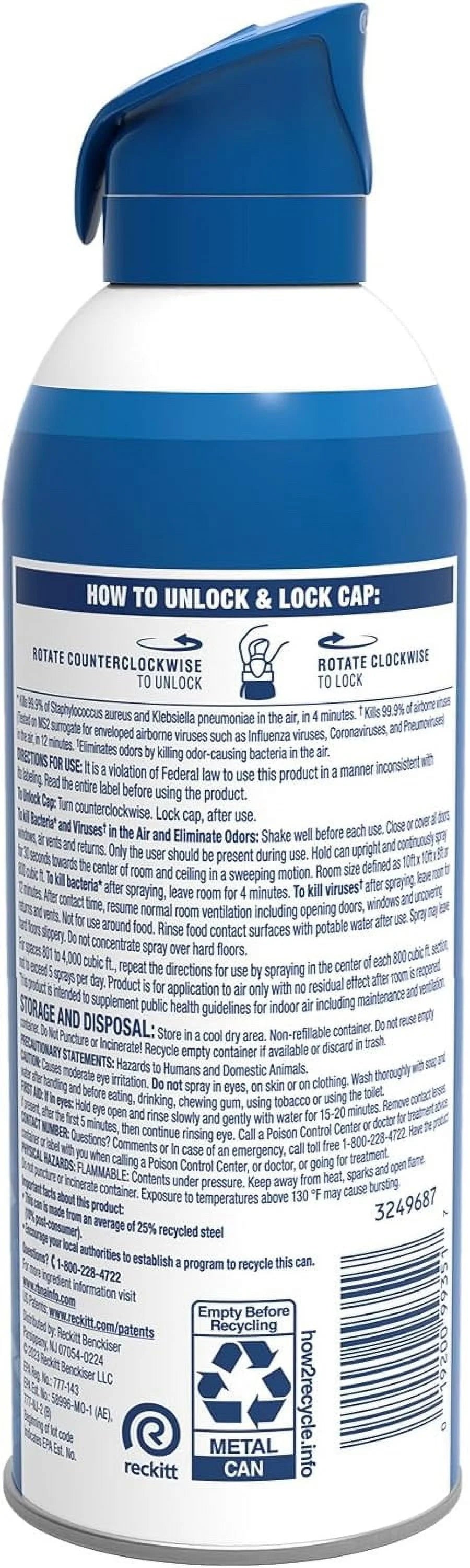 Lysol Air Sanitizer Spray, For Air Sanitization and Odor Elimination, White - View 2