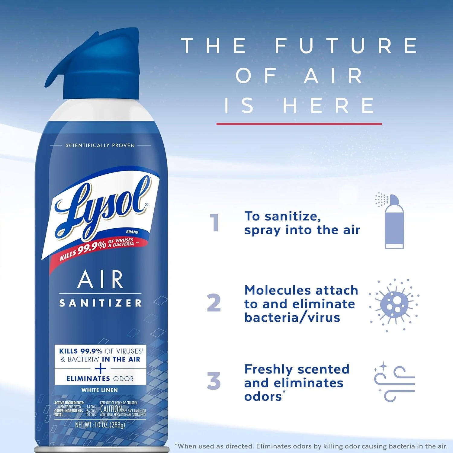 Lysol Air Sanitizer Spray, For Air Sanitization and Odor Elimination, White - View 5