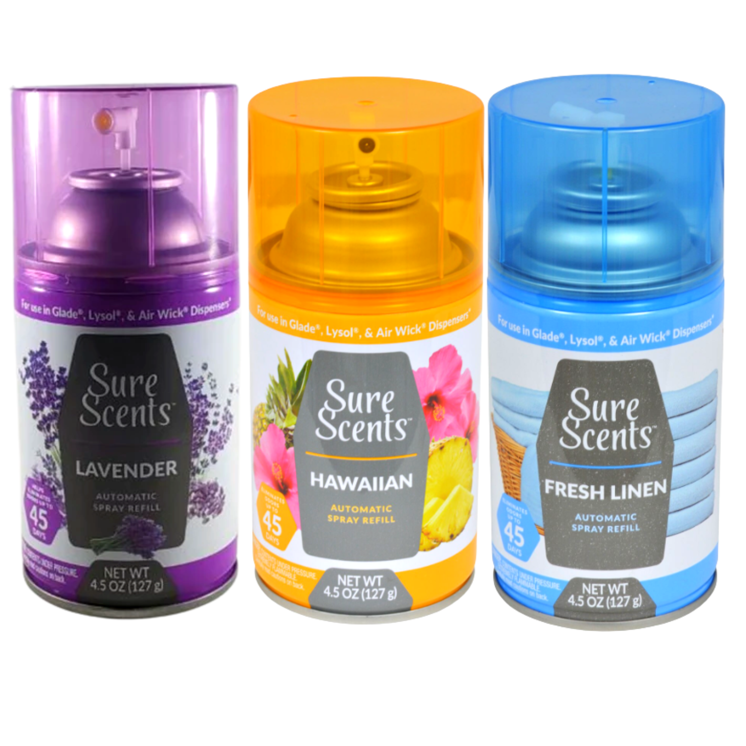 Sure Scents Lavender Hawaiian Mist Fresh Linen Automatic Spray Refill Air
