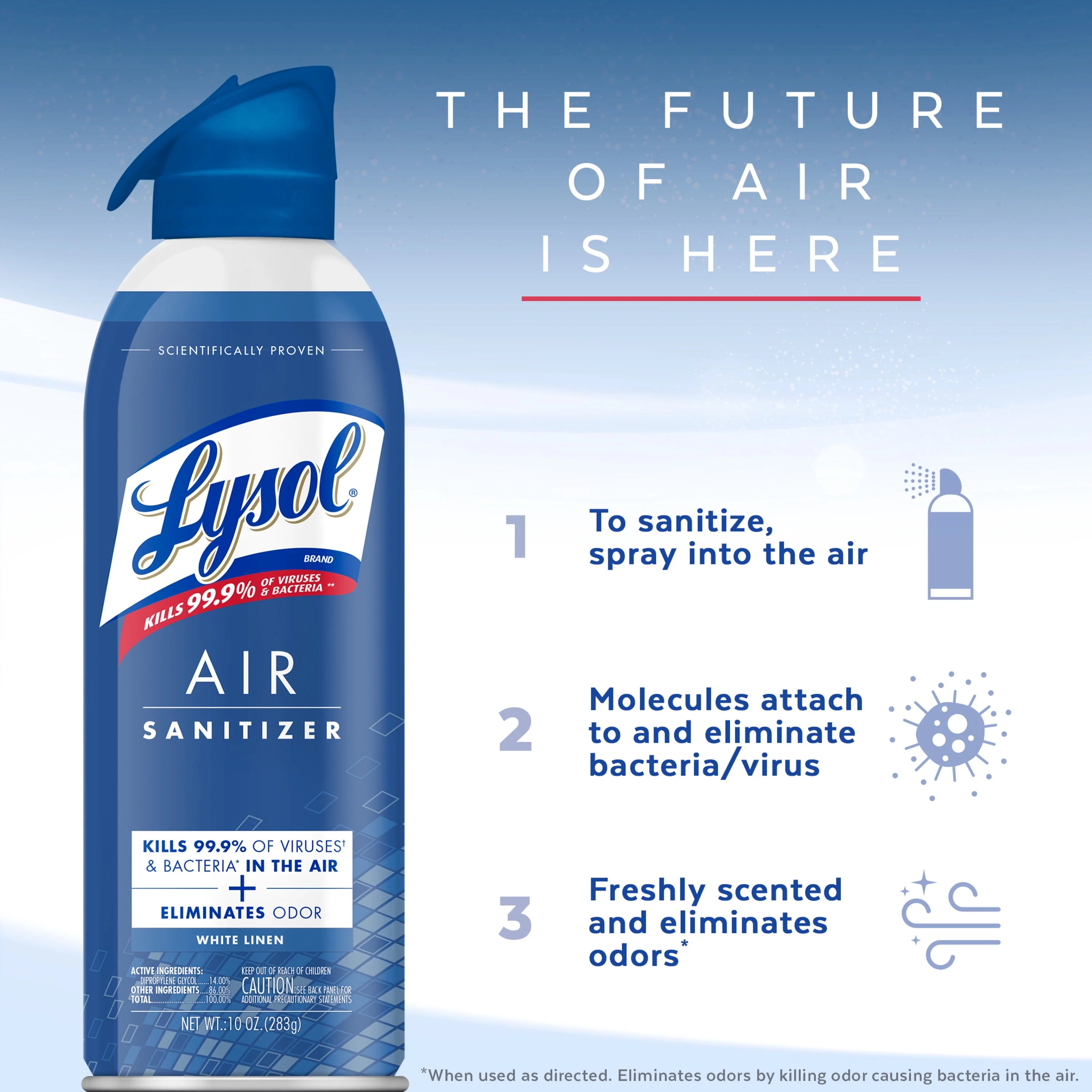 Lysol Air Sanitizer Spray - White Linen Scent, 10 oz (pack of 2) - View 4