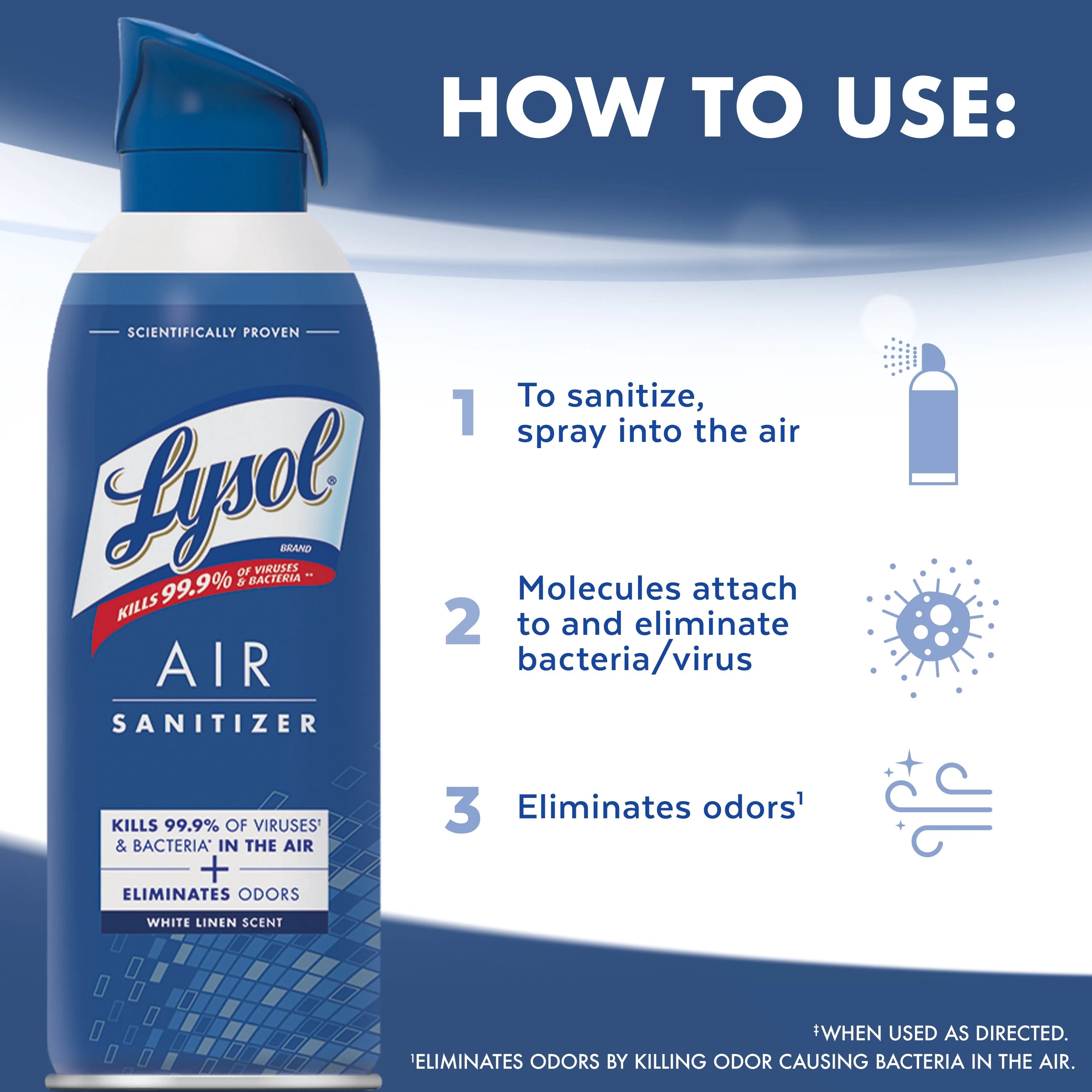 Lysol Air Sanitizer Spray - White Linen Scent, 10 oz (pack of 2) - View 6
