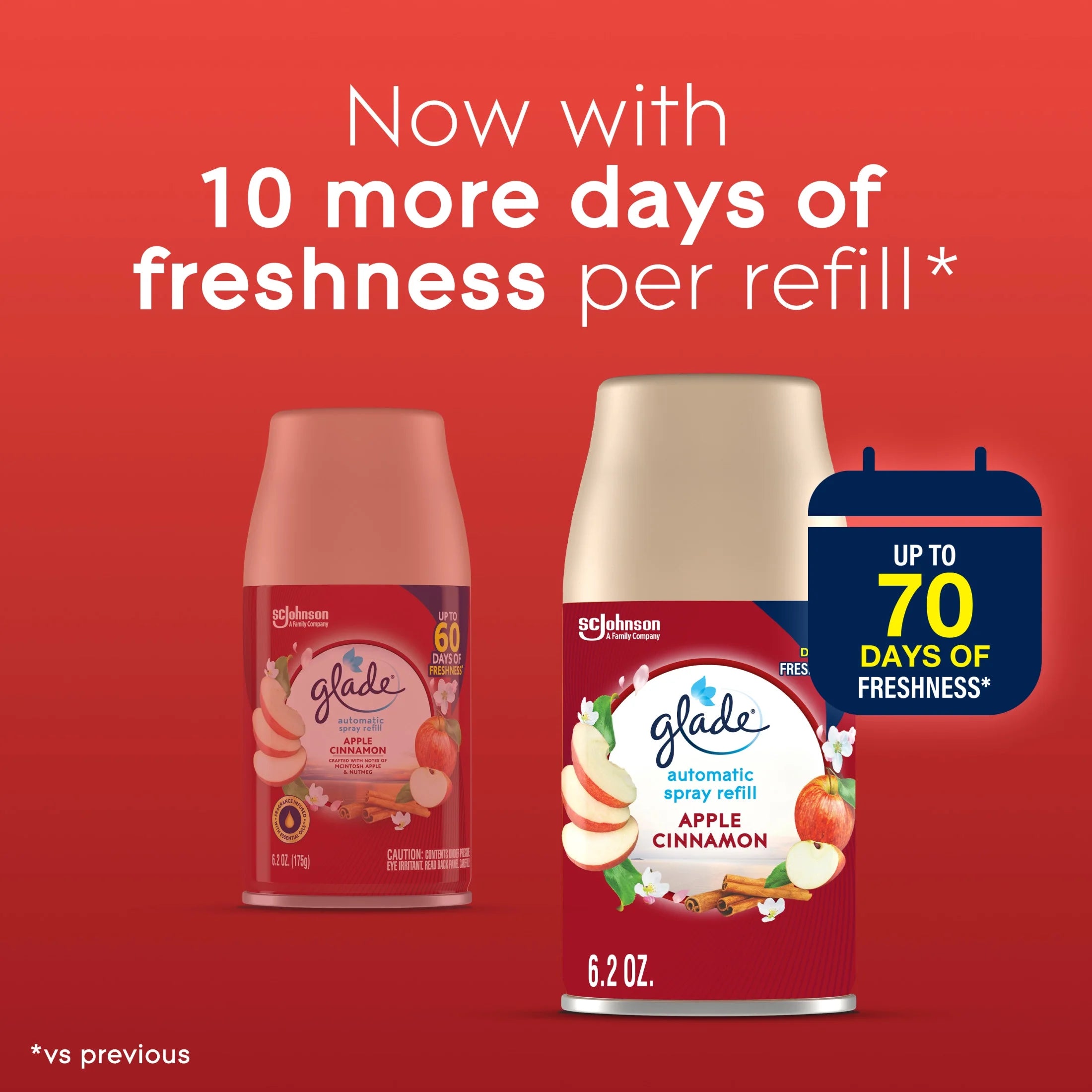 Glade Automatic Spray Refill 2 ct, Apple Cinnamon, 12.4 oz. Total, Air Freshener - View 4