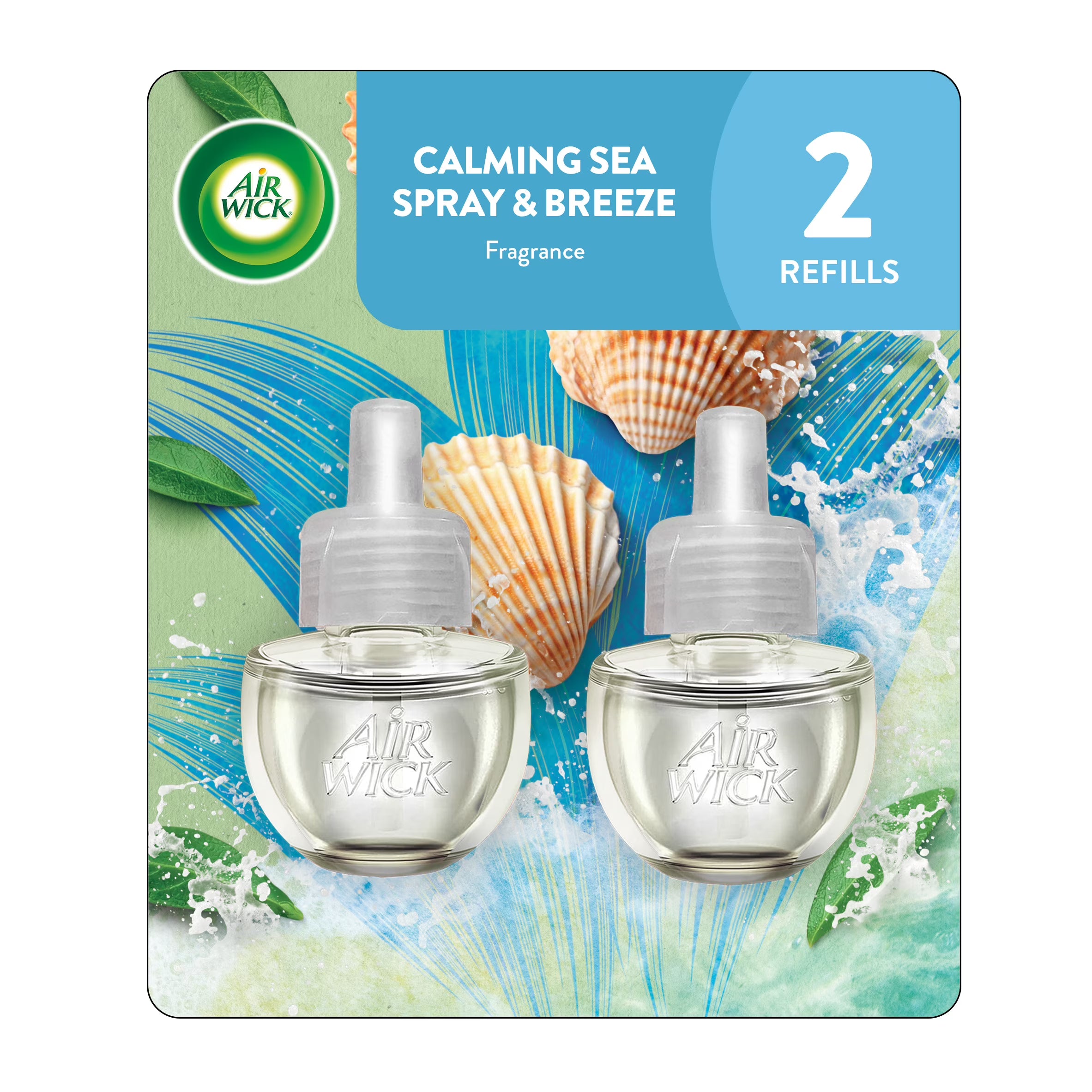 Air Wick Plug-In Scented Oil Air Freshener Warmer Refills, Calming Sea Spray