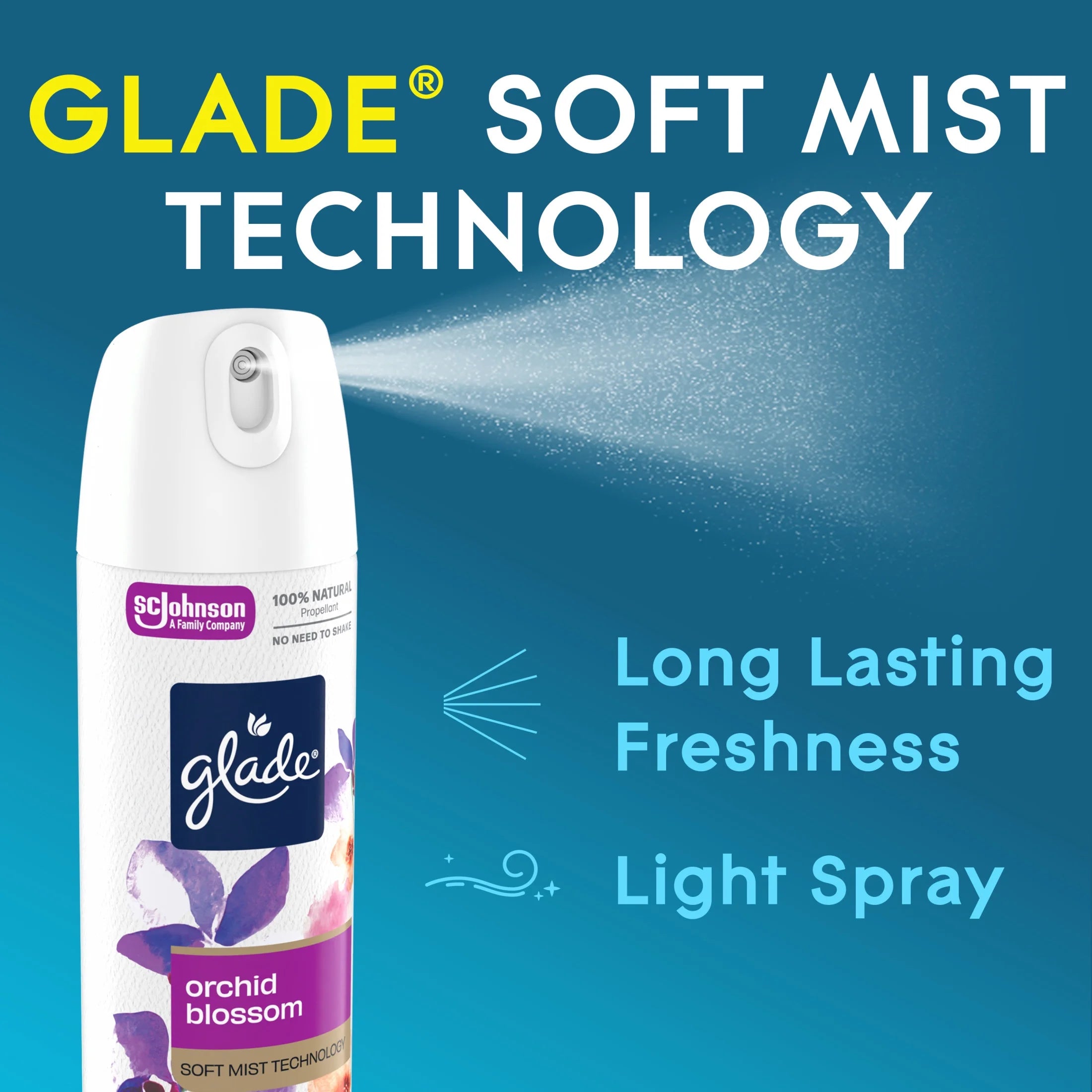 Glade® Odor Fighting Soft Mist Air Freshener Room Spray, Orchid Blossom, - View 2