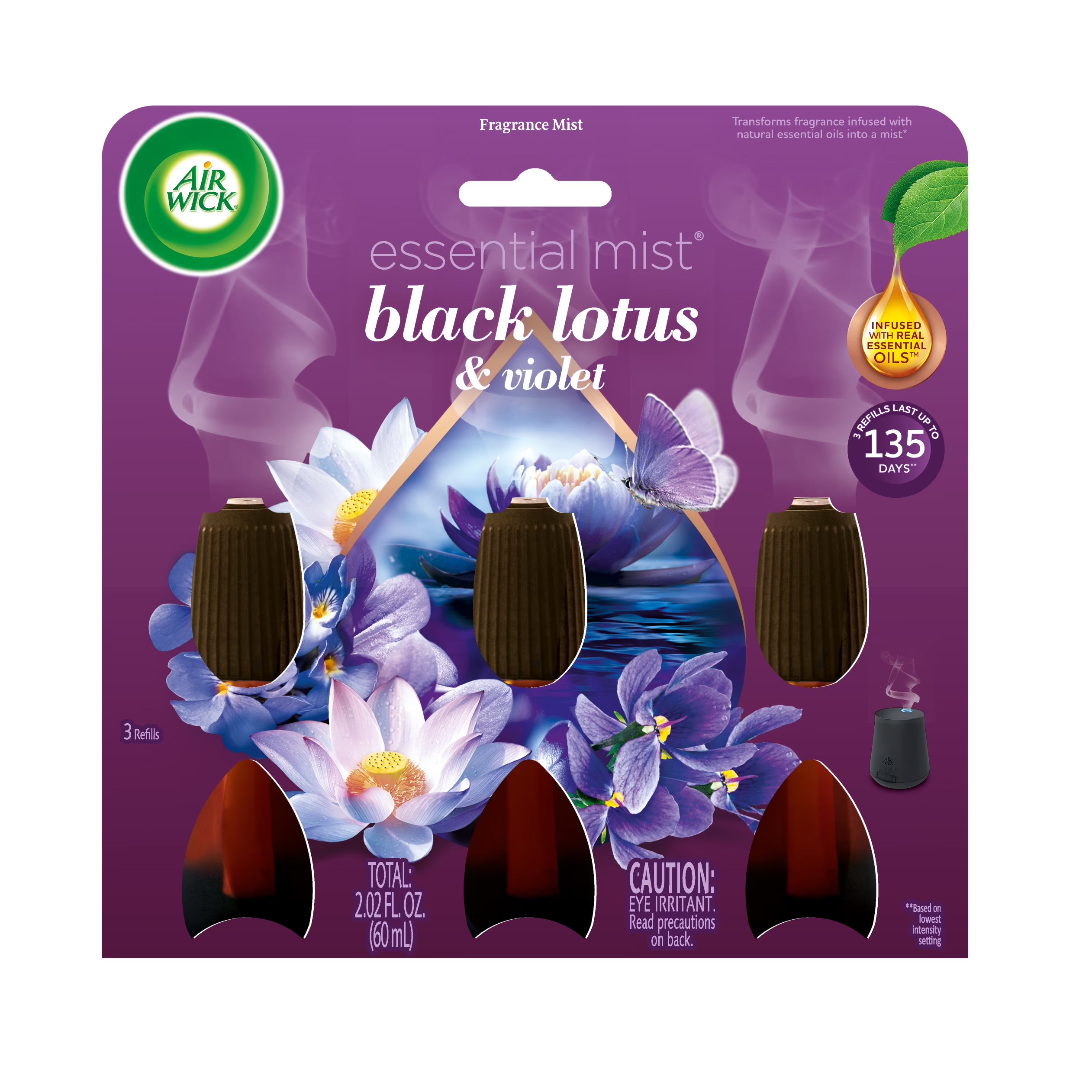 Air Wick Essential Mist Scented Oil Air Freshener Diffuser Refills, Black Lotus