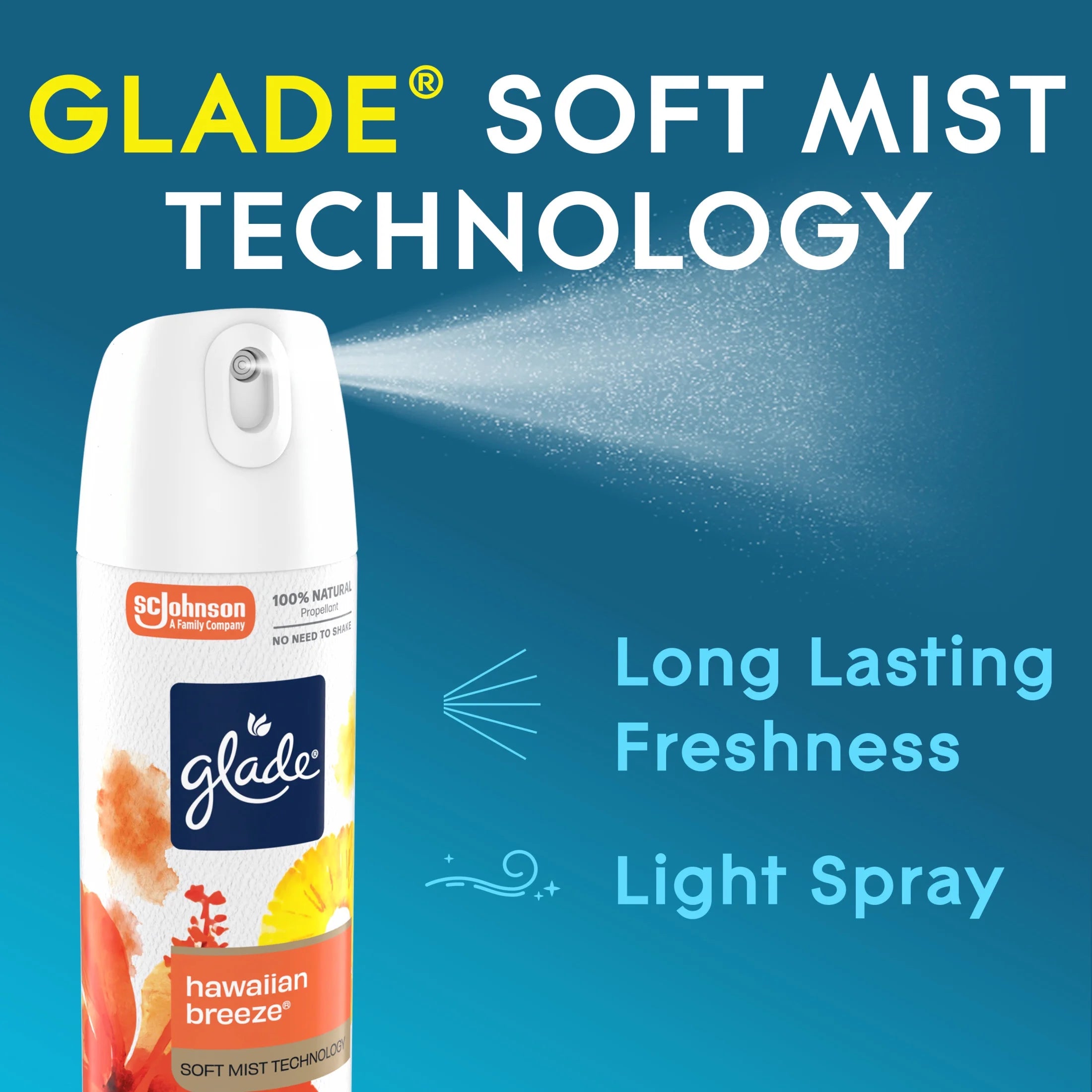 Glade® Odor Fighting Soft Mist Air Freshener Room Spray, Hawaiian Breeze®, - View 2