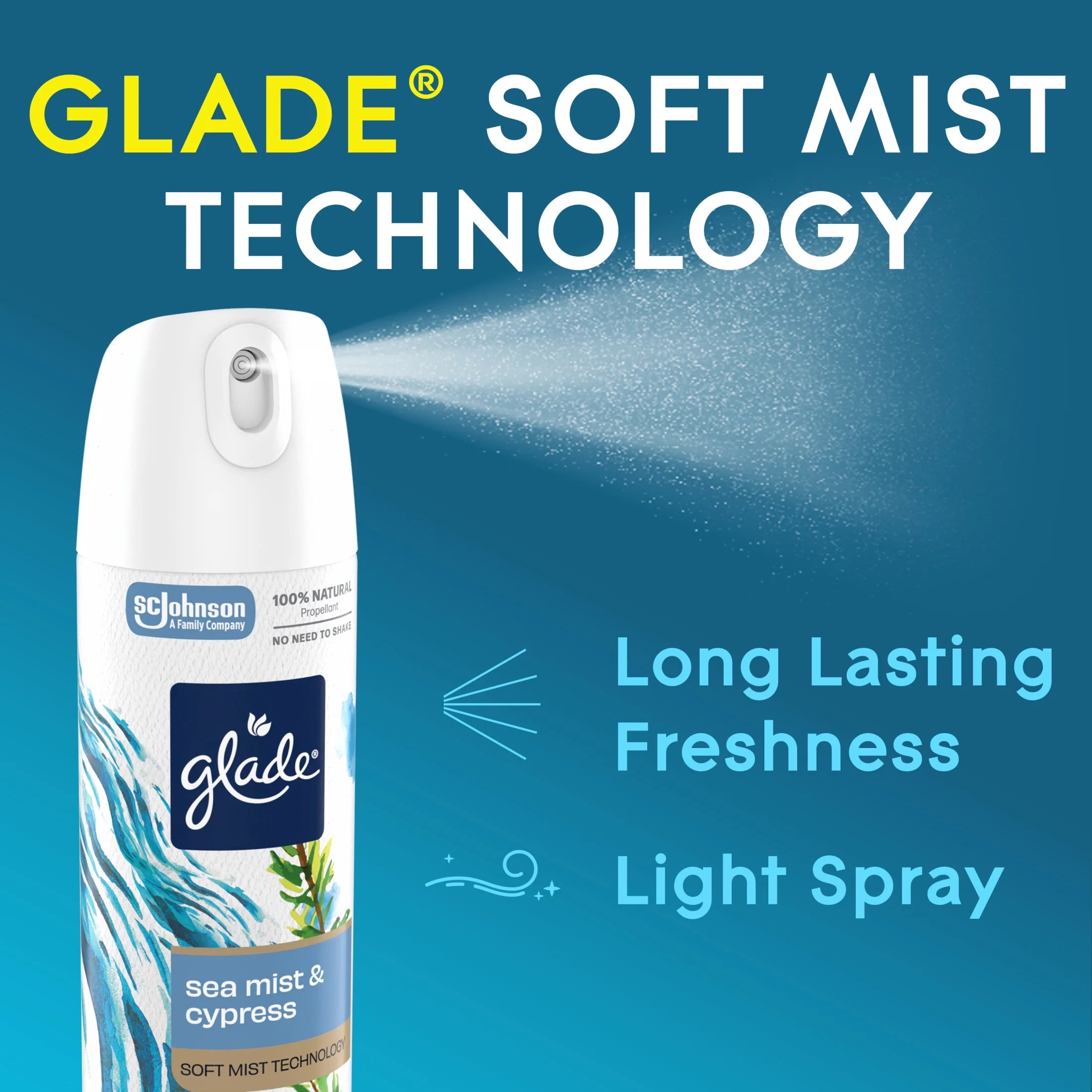 Glade® Soft Mist Air Freshener Room Spray, Sea Mist & Cypress, 7.3oz., 1 Count - View 2