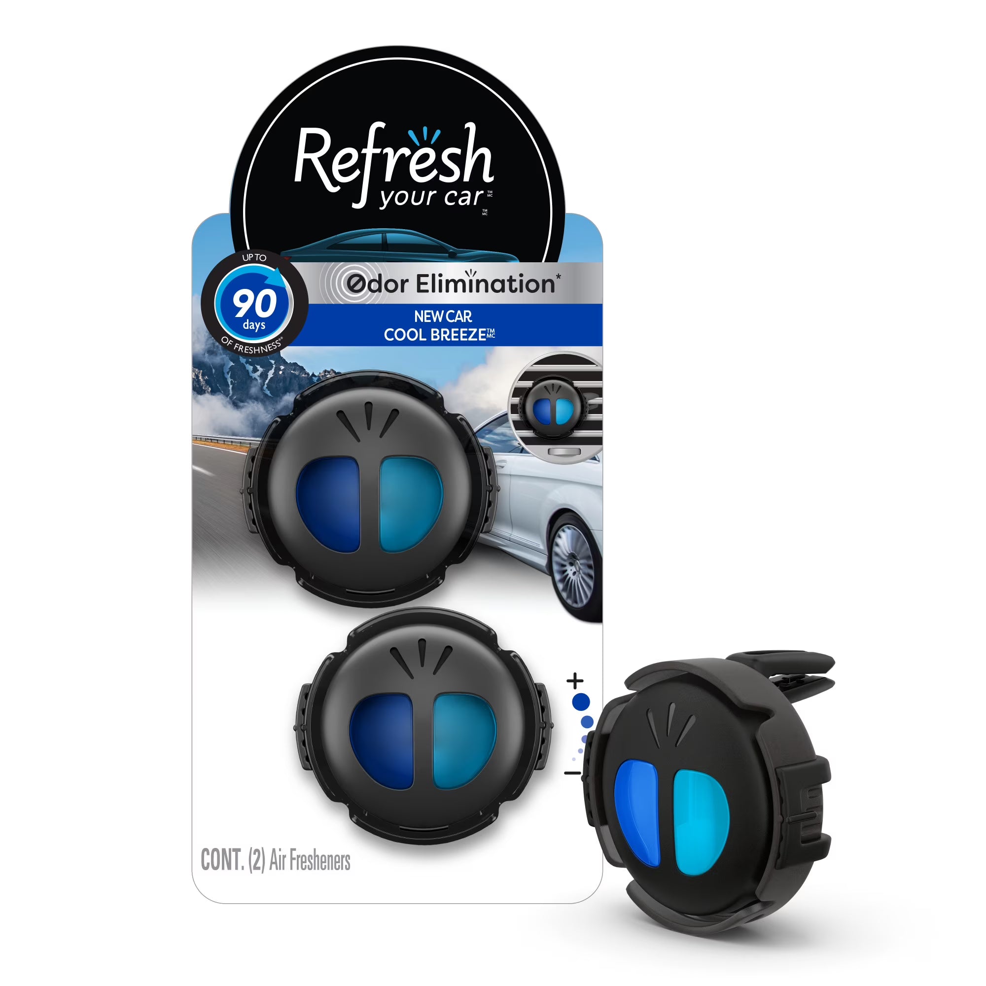 Refresh Your Car! Mini Diffuser Air Freshener (New Car/Cool Breeze Scent, 2