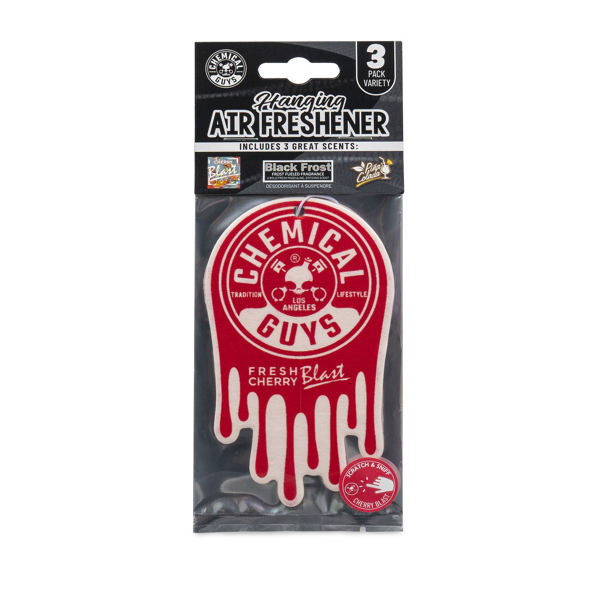 Chemical Guys Hanging Air Freshener 3-Pack Variety, Black Frost, Cherry Blast,