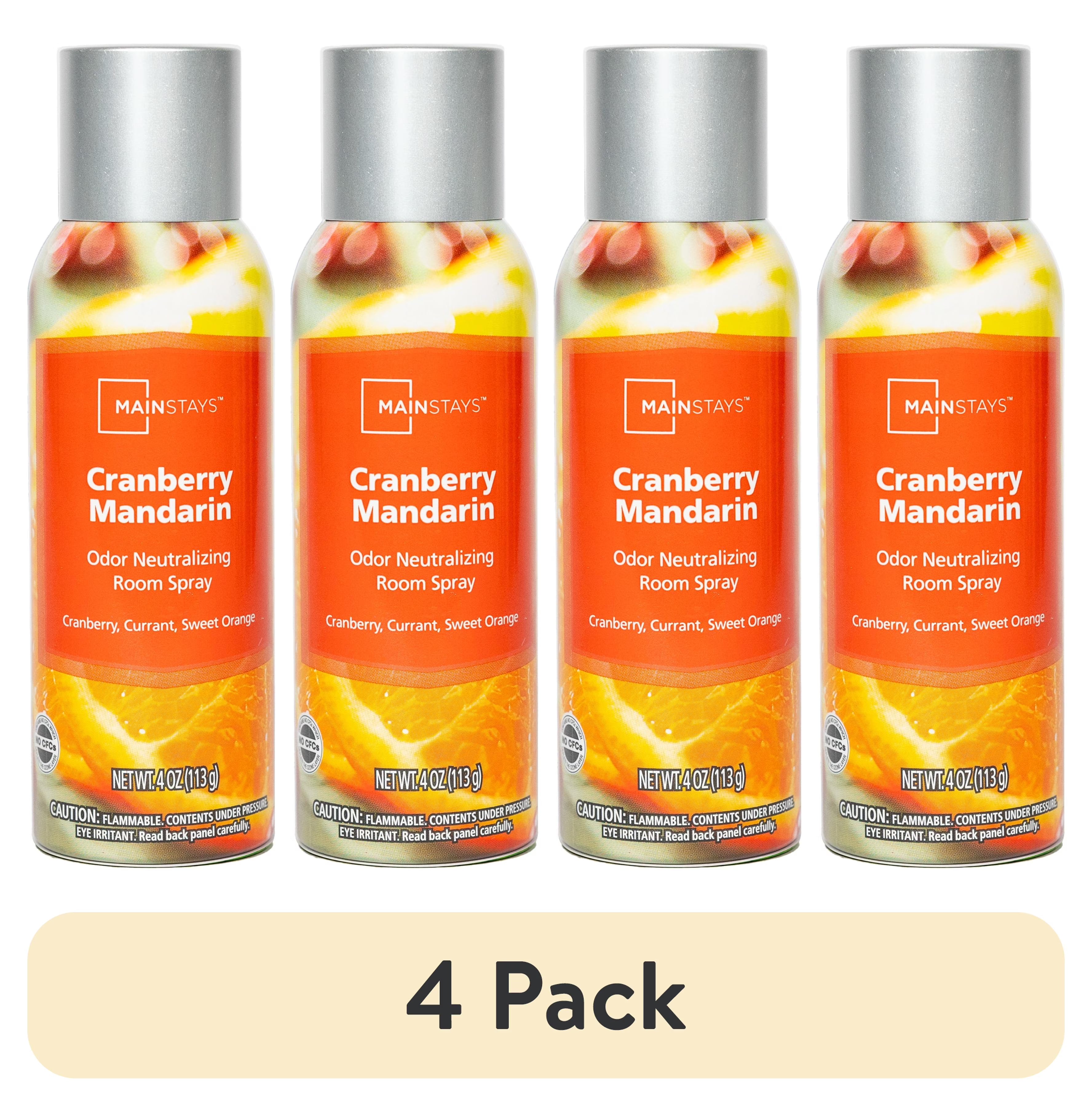 (4 pack) Mainstays Odor Neutralizing Room Spray, Cranberry Mandarin Air