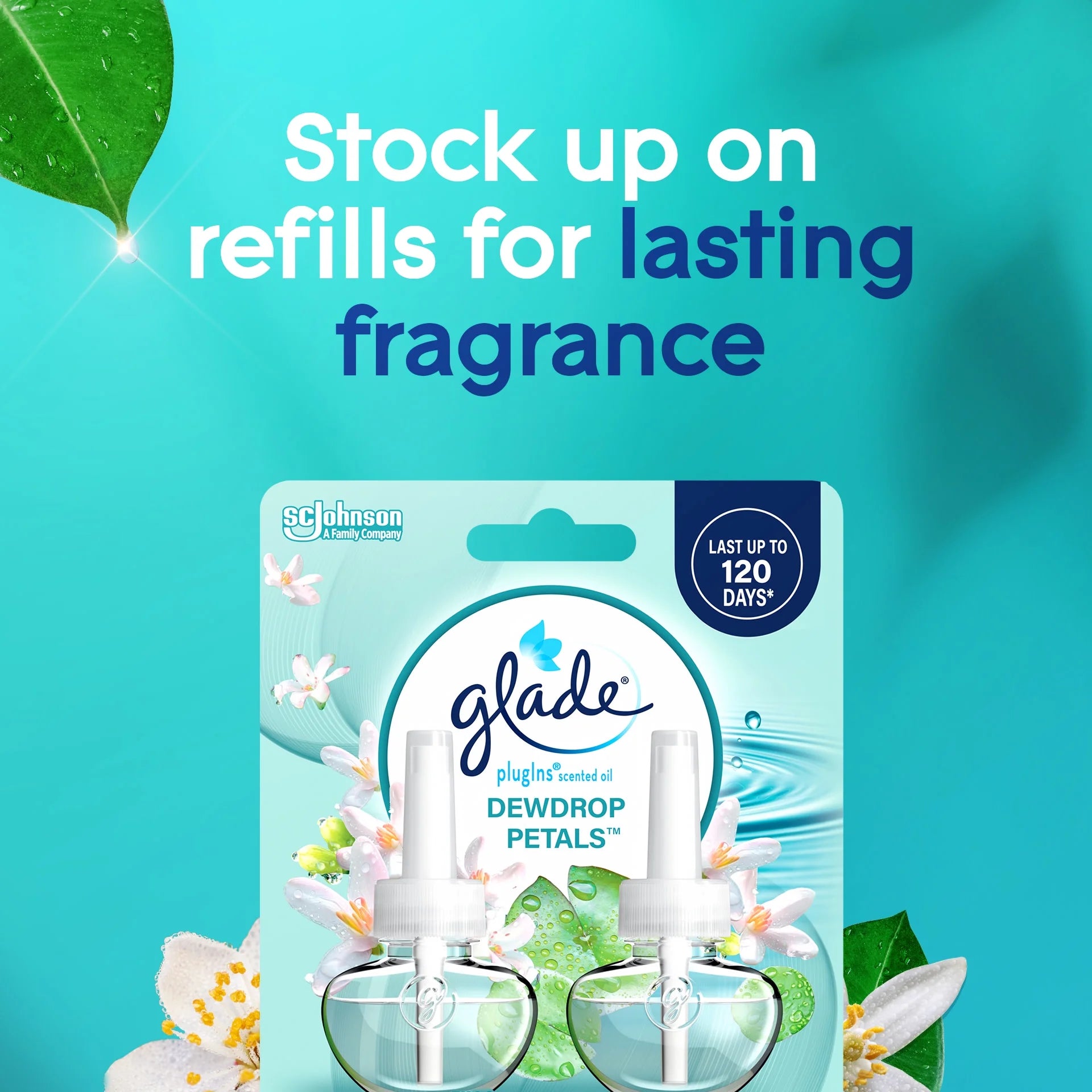 Glade PlugIns Refills Air Freshener, Dewdrop Petals, 1.34 oz, 2 Count - View 5