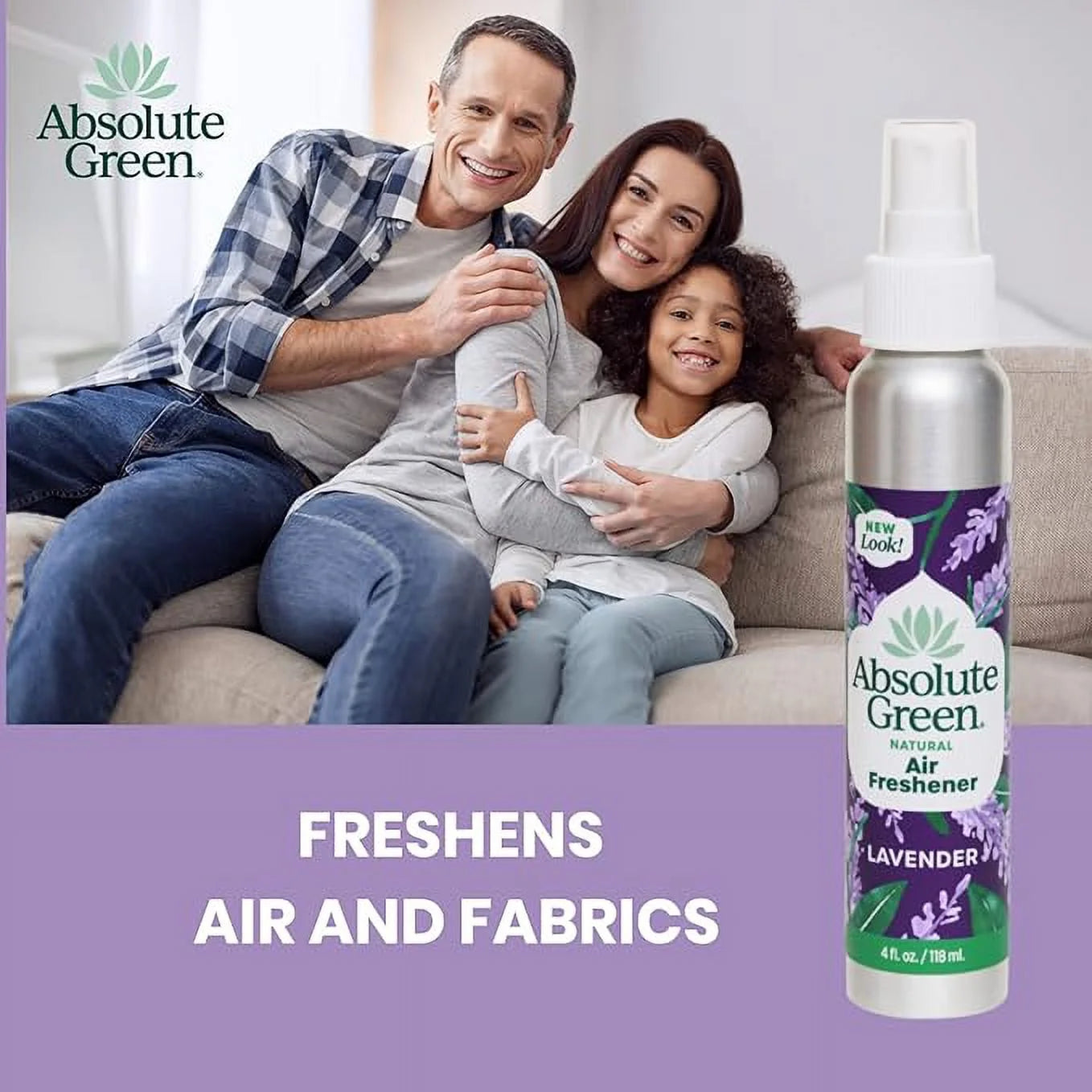 Absolute Green Air Freshener Room Spray, Covers Odors, Lavender Scent, (2 - View 2