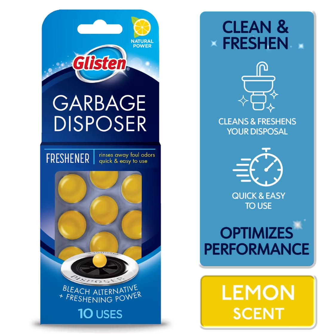 Glisten Garbage Disposer Care Freshener Pods, 10 Pack