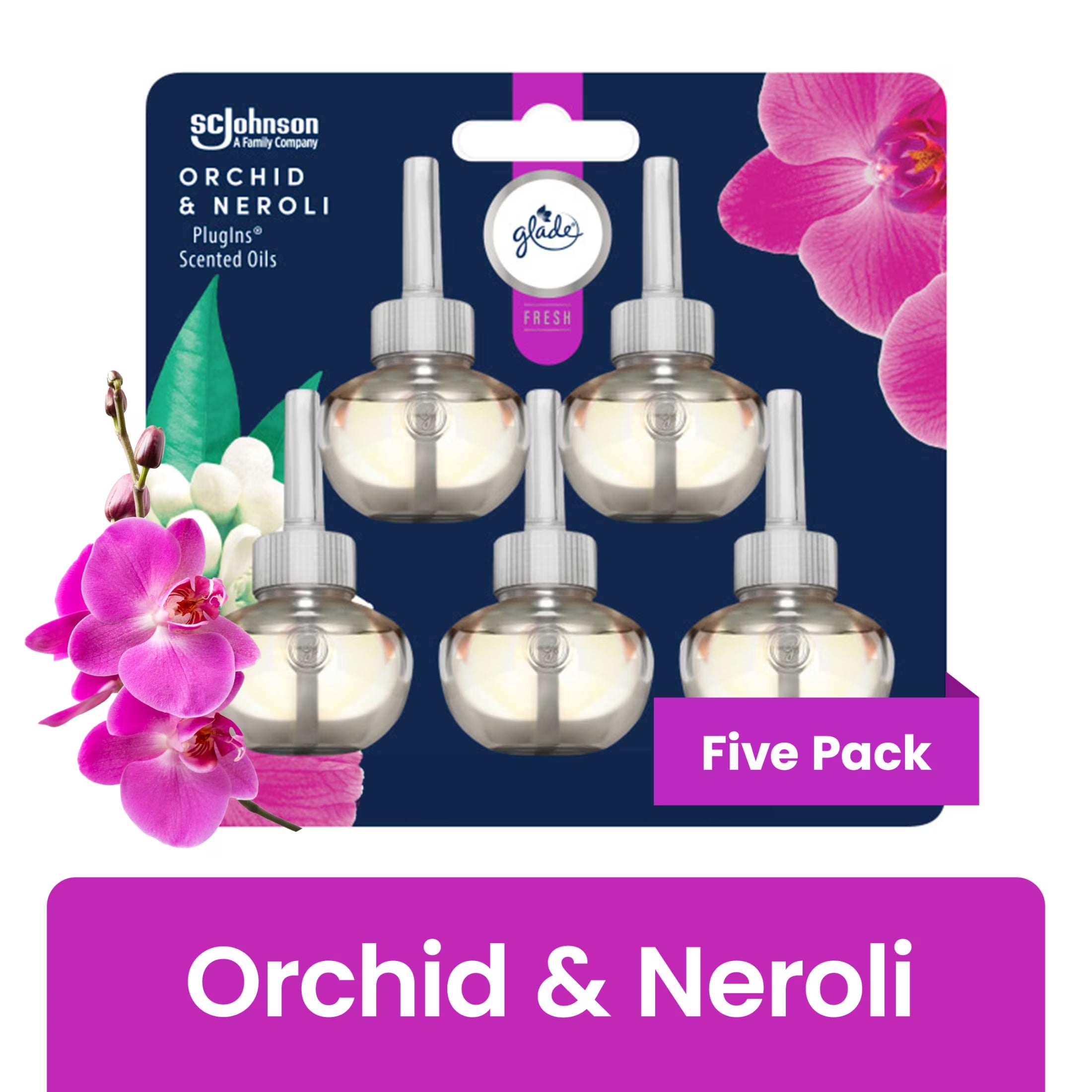 Glade PlugIns Scented Oil Refills, Air freshener, Orchid & Neroli, Infused with