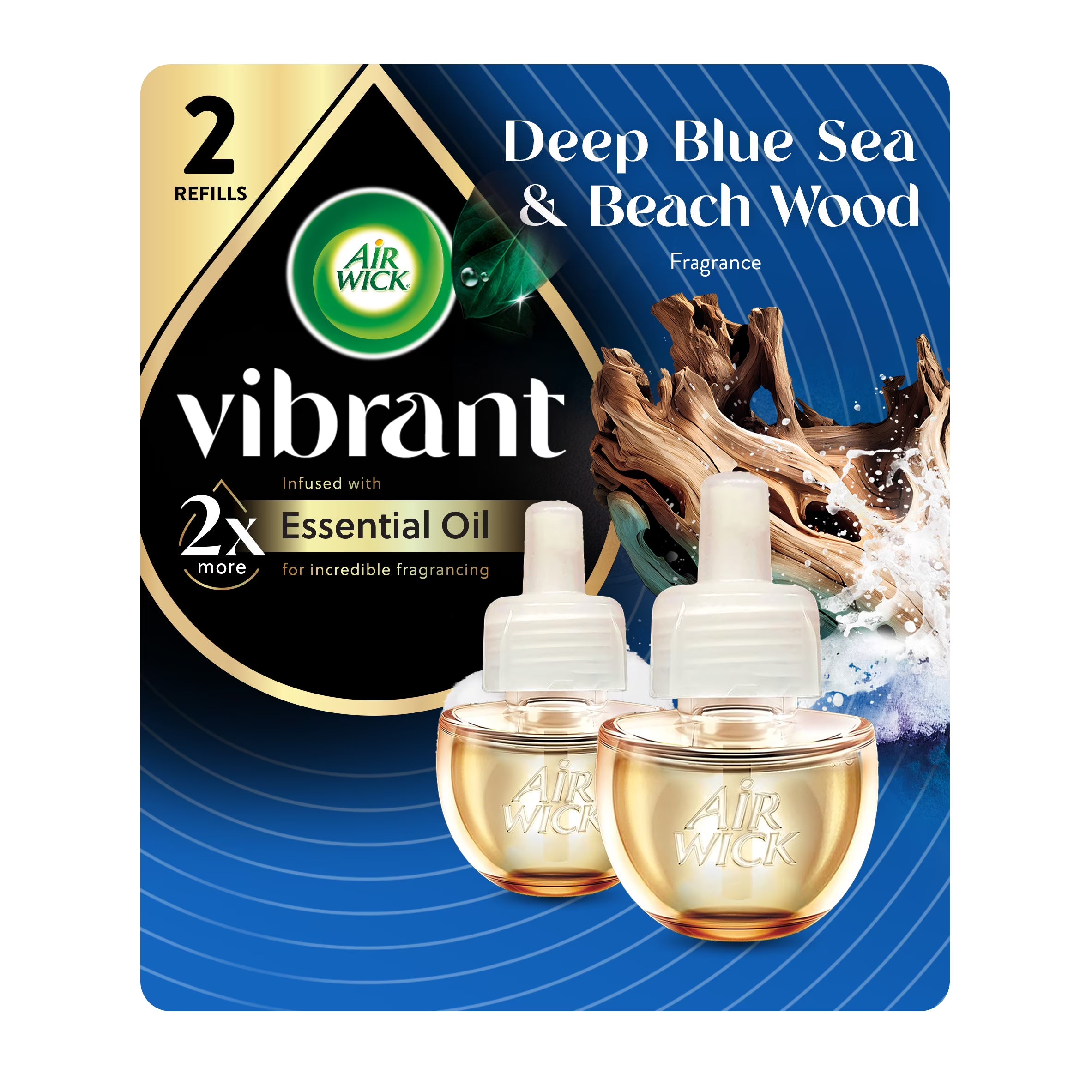 Air Wick Vibrant Plug-In Scented Oil Air Freshener Warmer Refills, Deep Blue