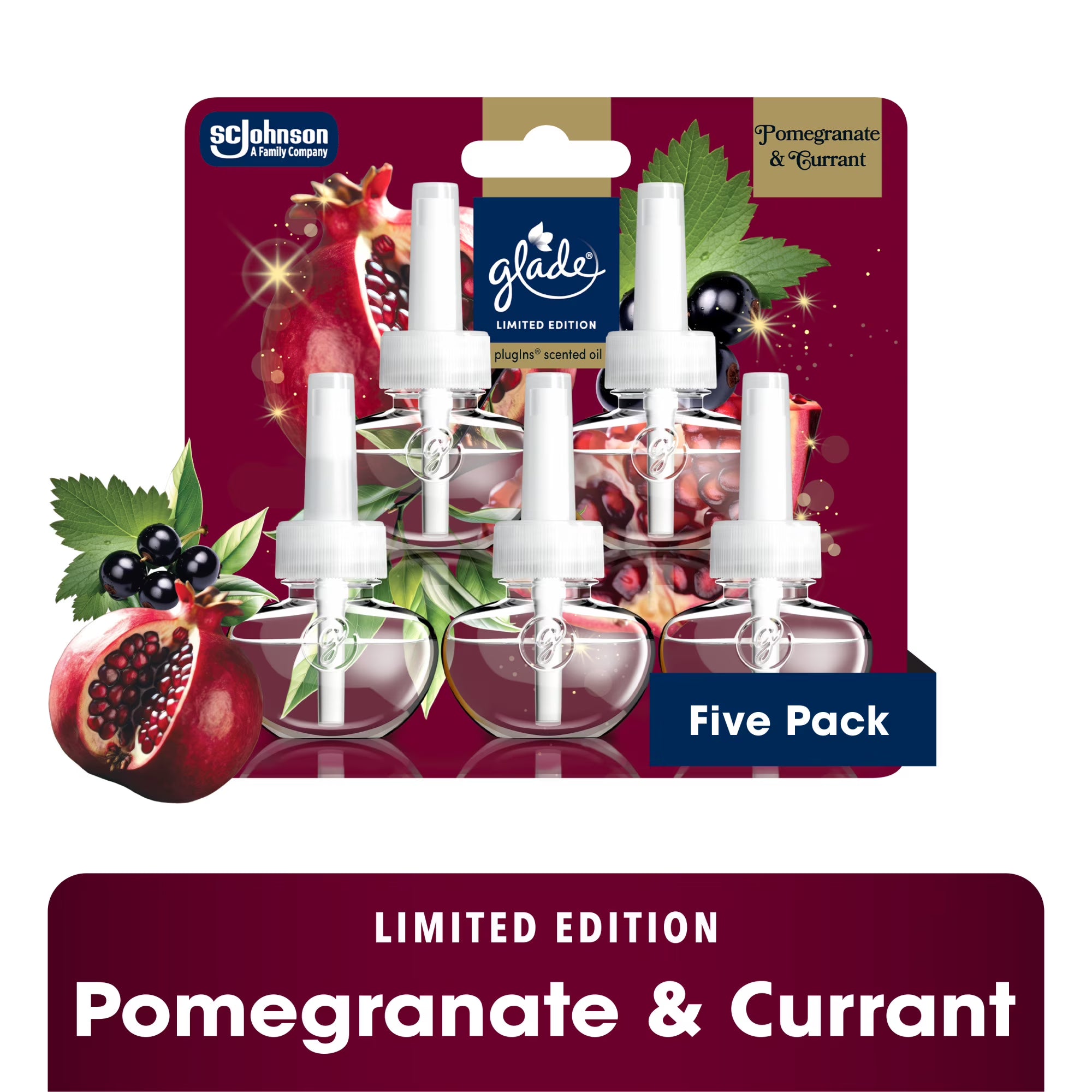 Glade® PlugIns® Refills Air Freshener, Christmas Holiday Pomegranate & Currant,