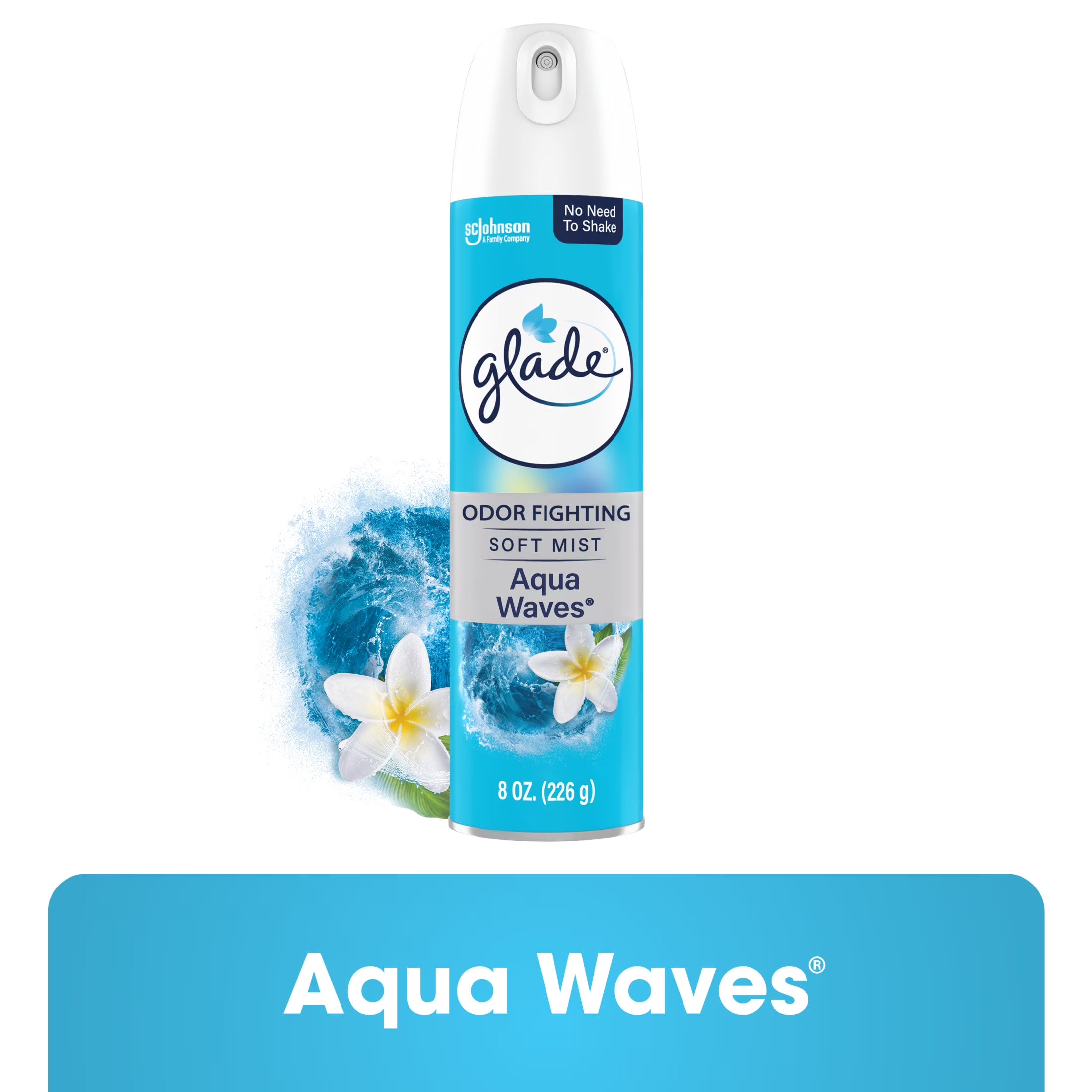 Glade Air Freshener Spray, Aqua Waves Scent, Fragrance Infused with Essential