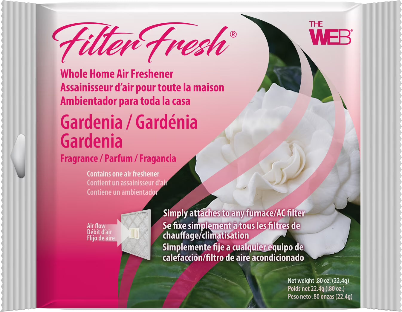 The WEB FilterFresh Whole Home Gardenia Air Freshener. Filter scent attaches to